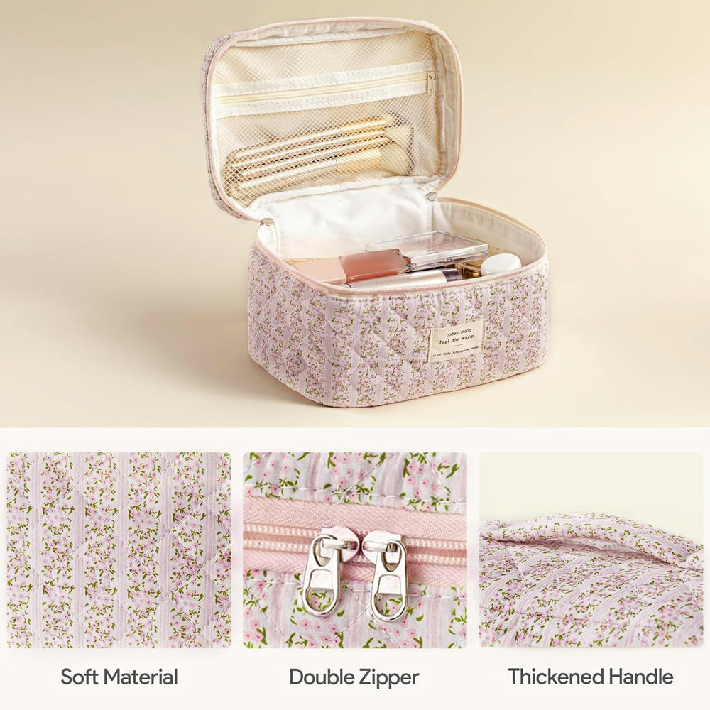 HBselect bolsa de maquillaje grande para viaje, mantiene cosméticos organizados y visibles.