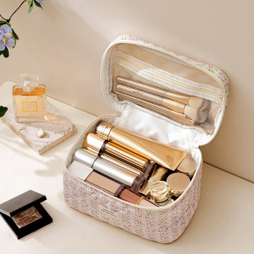 HBselect bolso maquillaje con cremallera de doble sentido, mantiene productos seguros durante viajes.