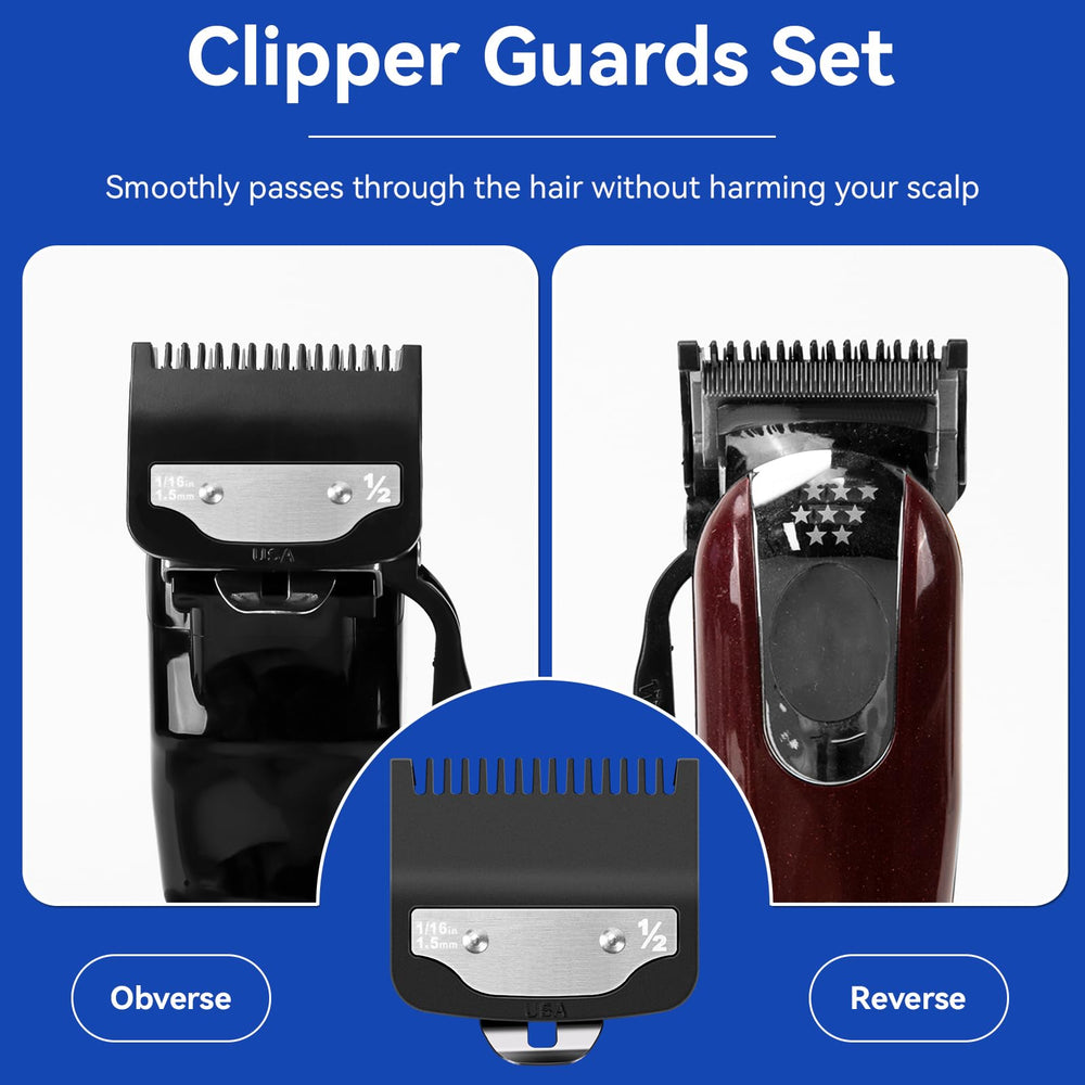 Diseño profesional HCLSY para guardas Wahl, uso en barbería.