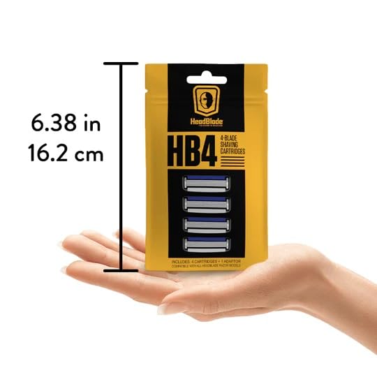 Empaque HeadBlade HB4 con 12 unidades para múltiples sesiones de afeitado.