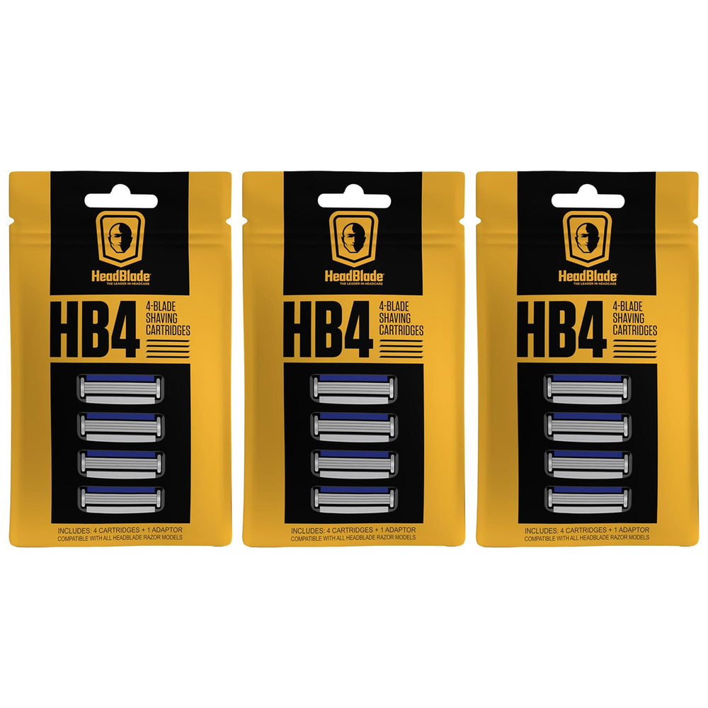 Recargas HeadBlade HB4 con 4 cuchillas de acero inoxidable para un afeitado suave y cercano.