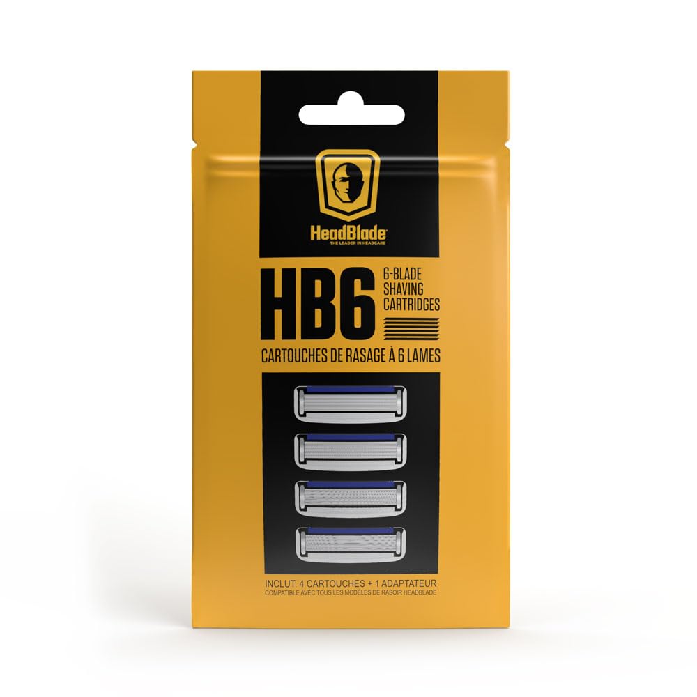 HeadBlade HB6 con hojas de acero inoxidable para un afeitado suave y preciso.