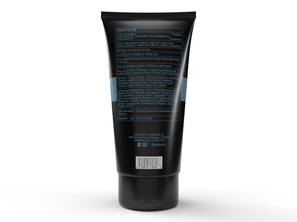 HeadBlade HeadLube SPF50: perfecto para uso diario en cara, cuerpo y cuero cabelludo.
