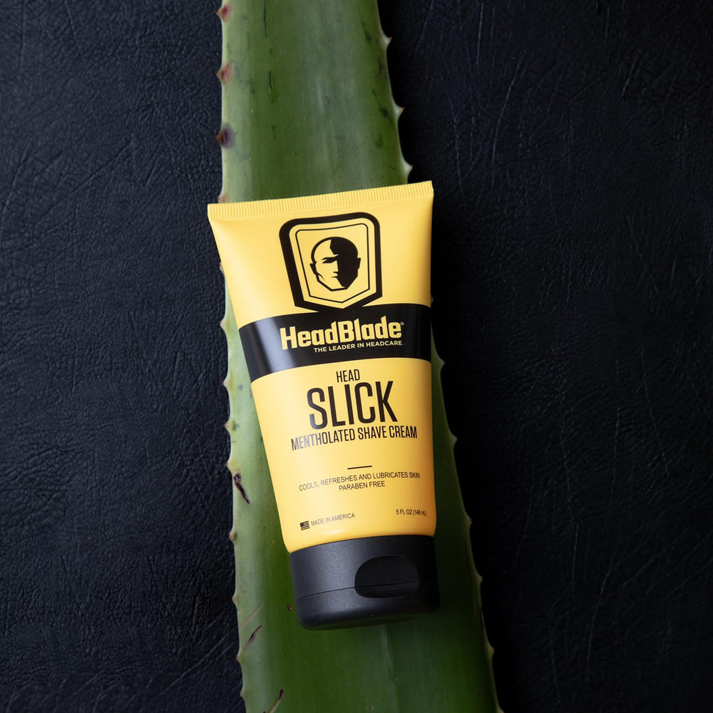 HeadBlade HeadSlick cuidado-piel: fórmula suave para piel sensible durante el afeitado.