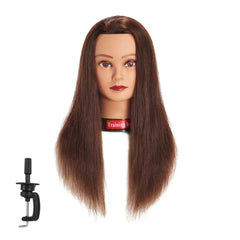 Headwinn Traininghead con cabello humano de 20-22 pulgadas en marrón para prácticas de peinado
