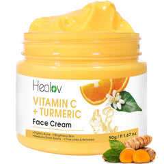 Healov crema cúrcuma rostro en envase: ilumina la piel y equilibra el tono.
