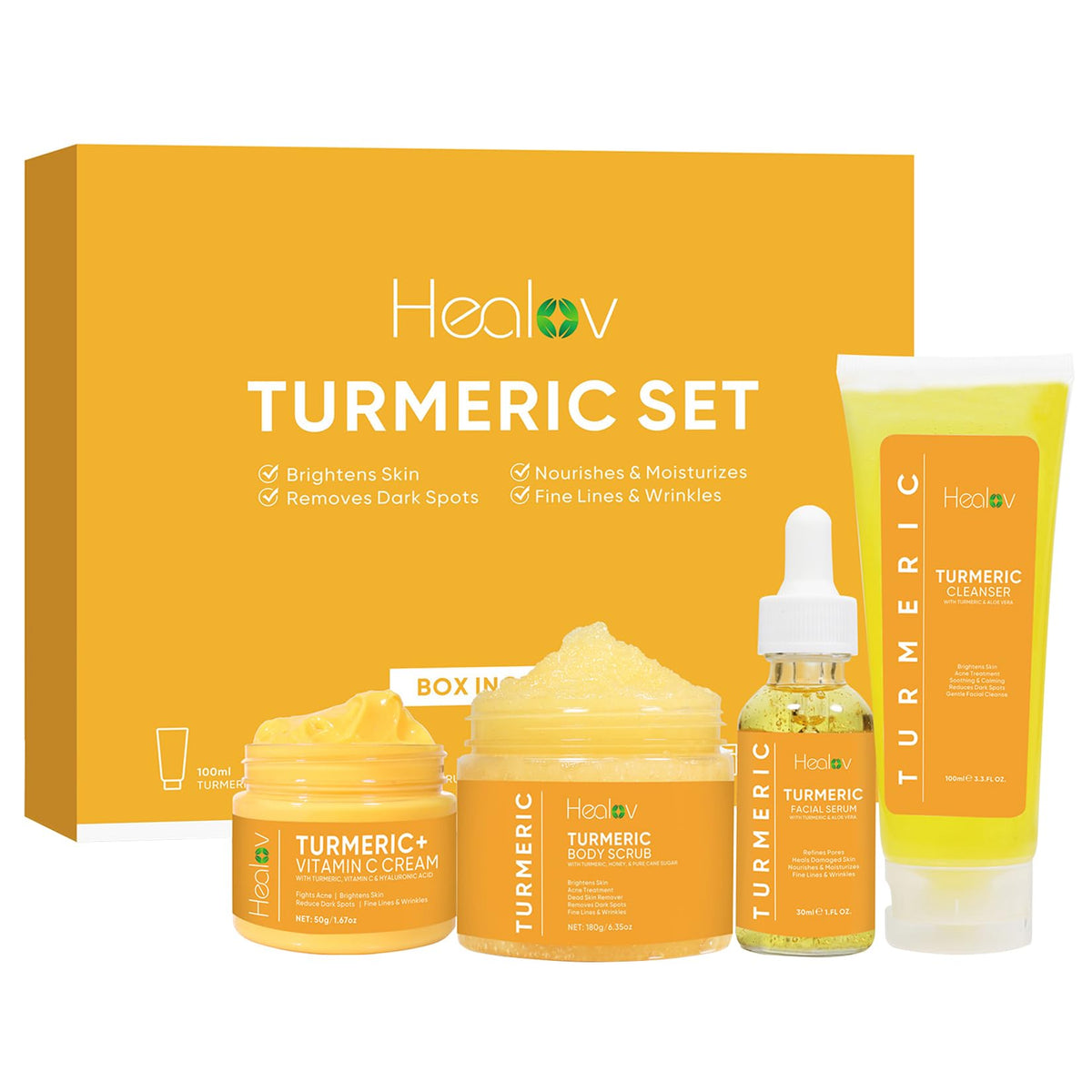 Healov crema facial cúrcuma vitamina C para un tono más uniforme