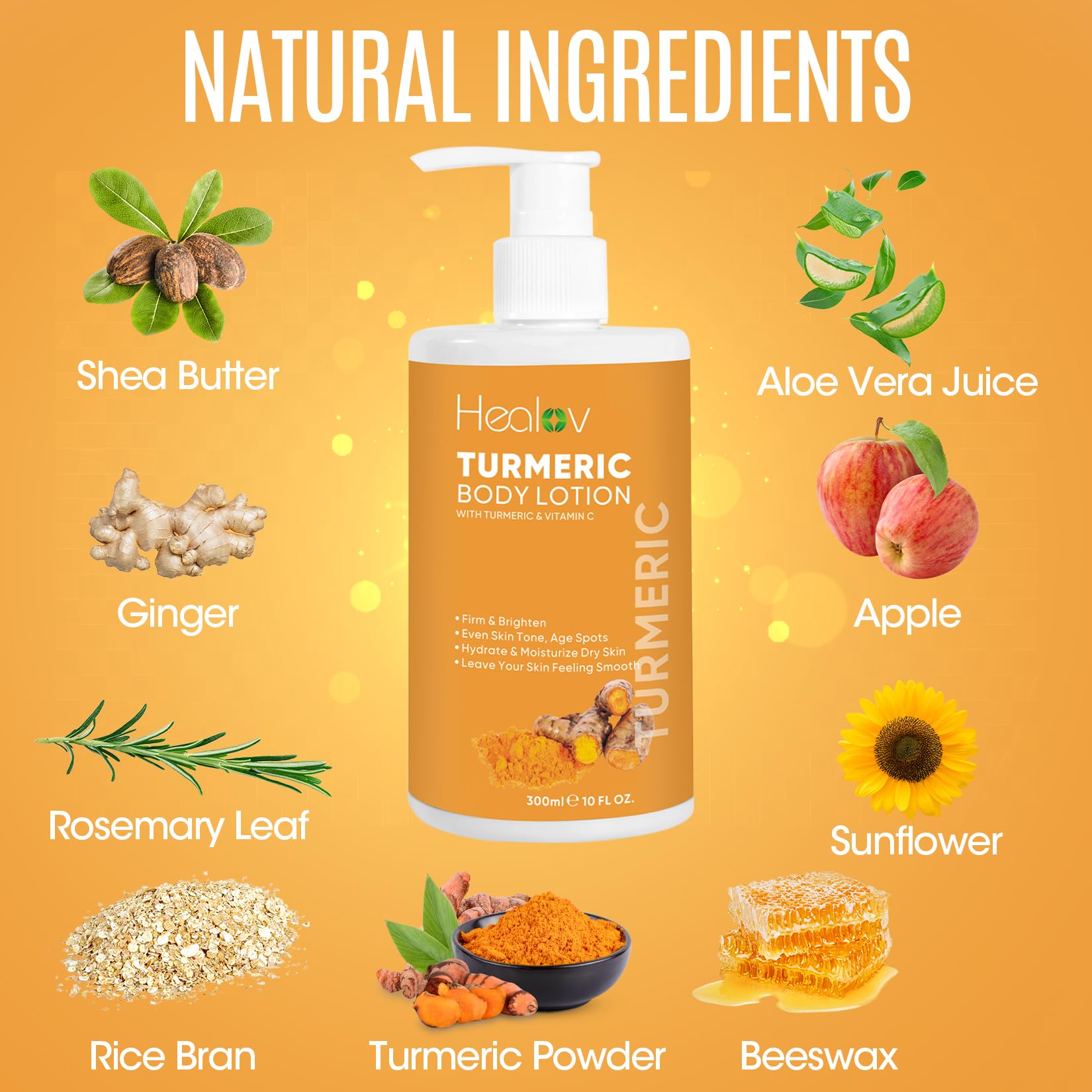 Healov loción cúrcuma ingredientes naturales para cuidado diario