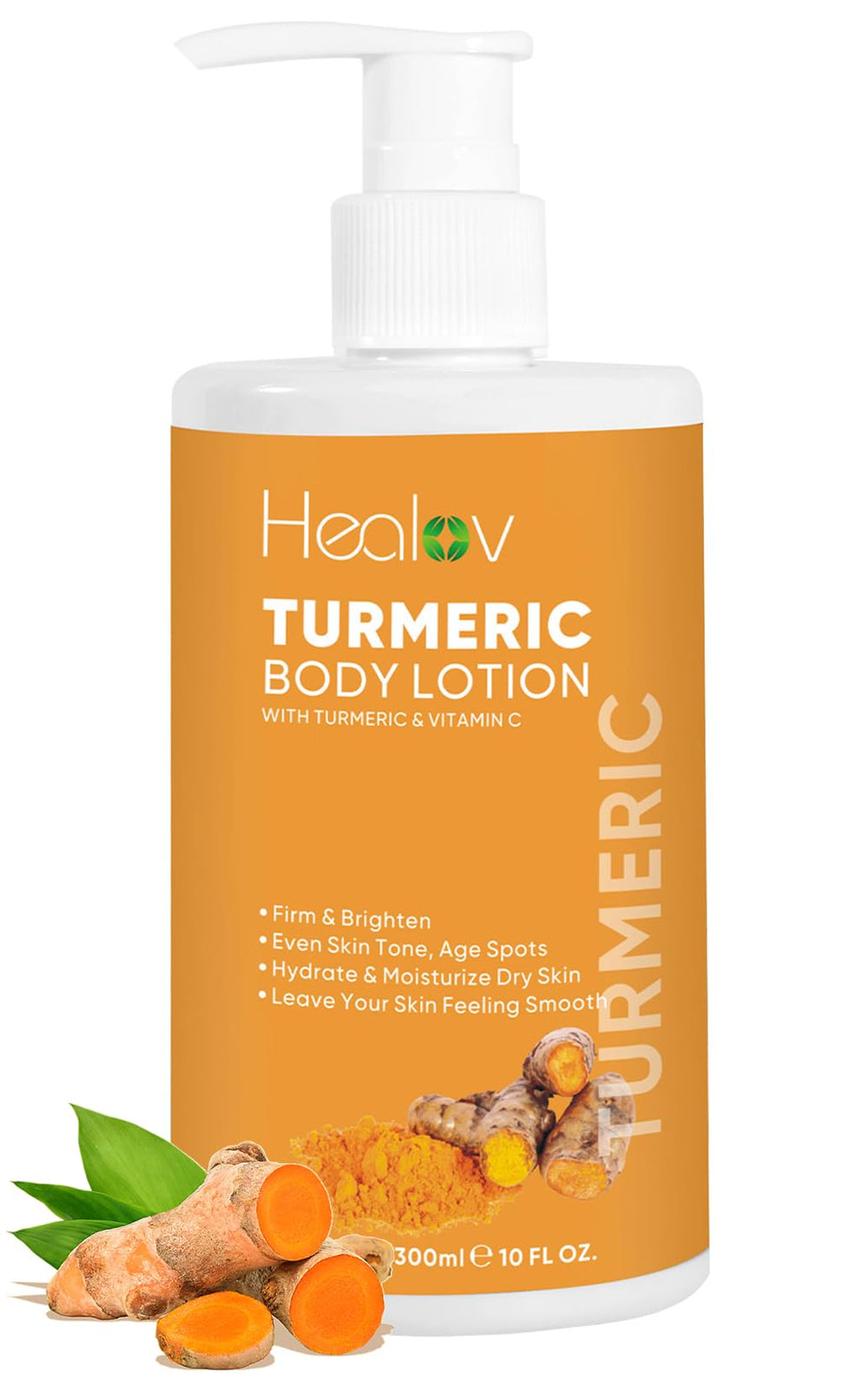 Healov loción cúrcuma para manchas: frasco frontal iluminando tono