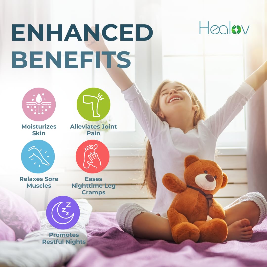 Healov loción de magnesio para niños, cuidado seguro para uso diario.