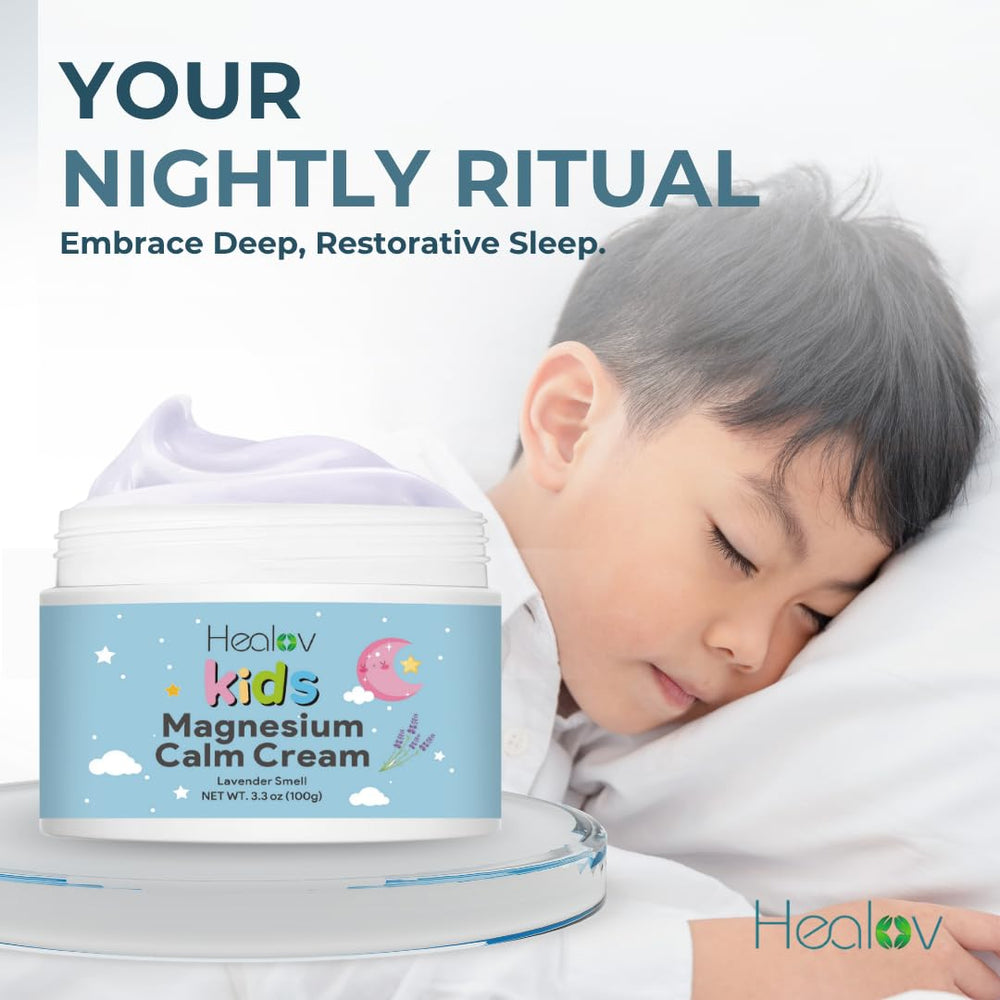 Healov loción de magnesio para niños, textura suave que cuida sin grasa.