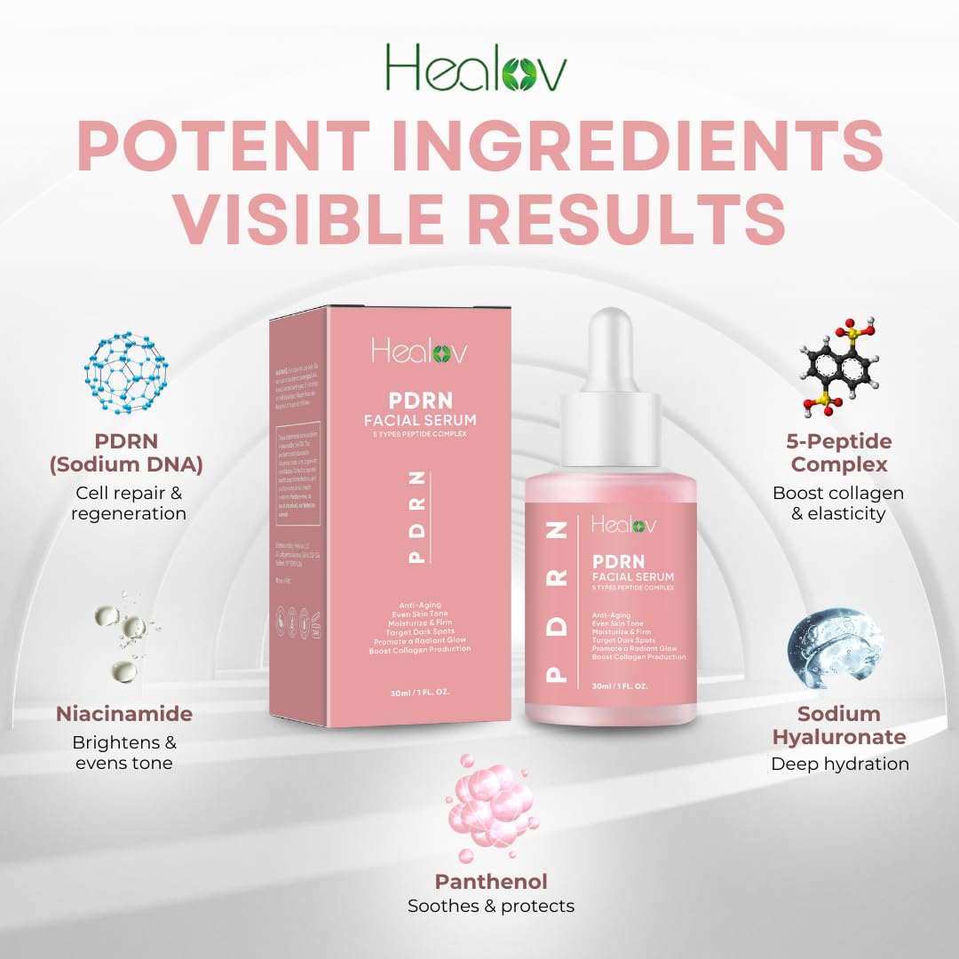 Healov PDRN Serum, efecto-brillo: ilumina tono y aporta un aspecto radiante.