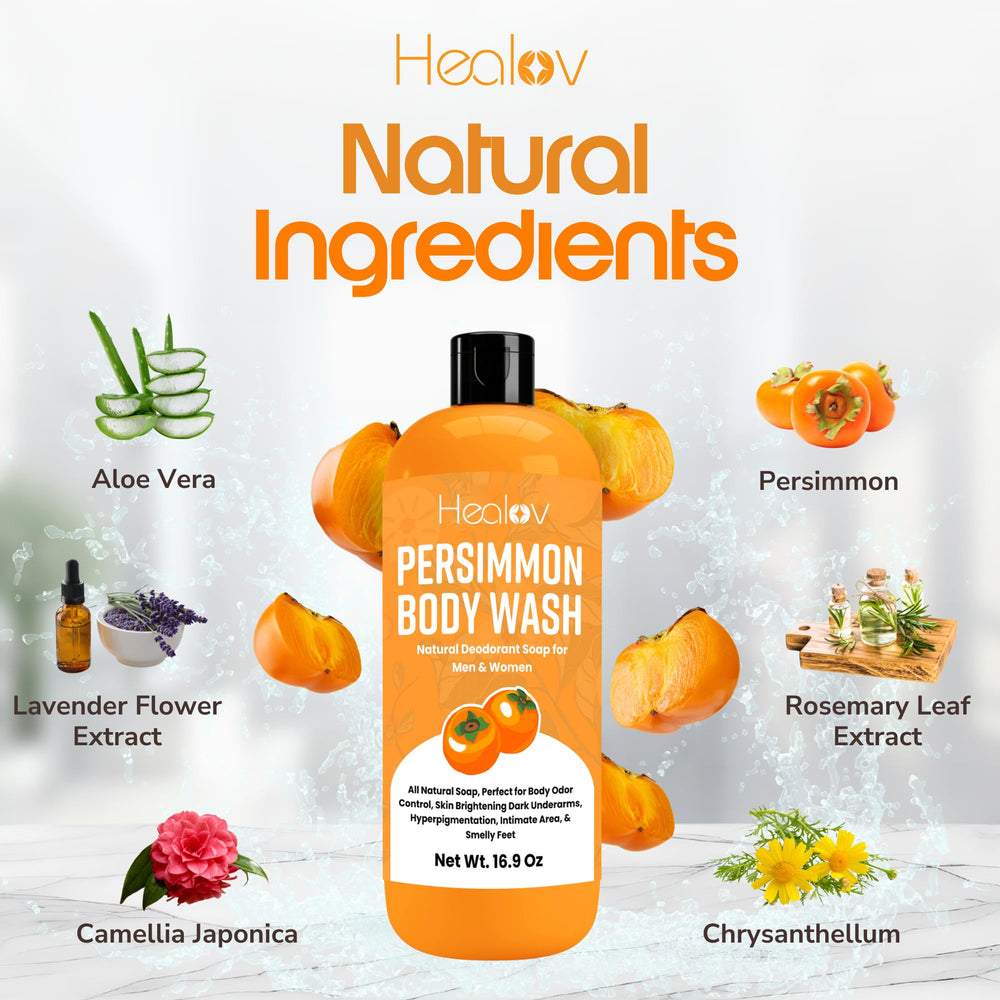 Healov Persimmon Envase Práctico: uso diario en la ducha con facilidad.