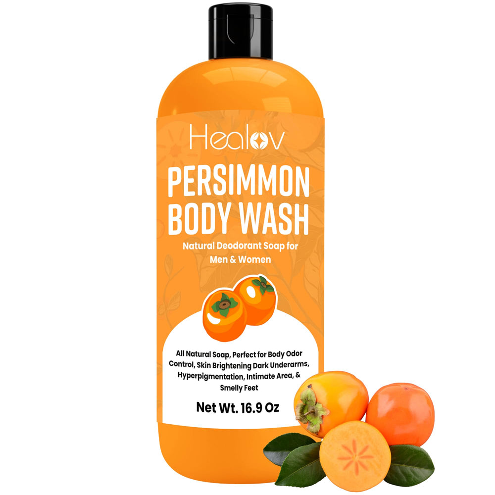 Healov Persimmon Jabon Botella: limpieza efectiva y aroma fresco para el cuerpo.