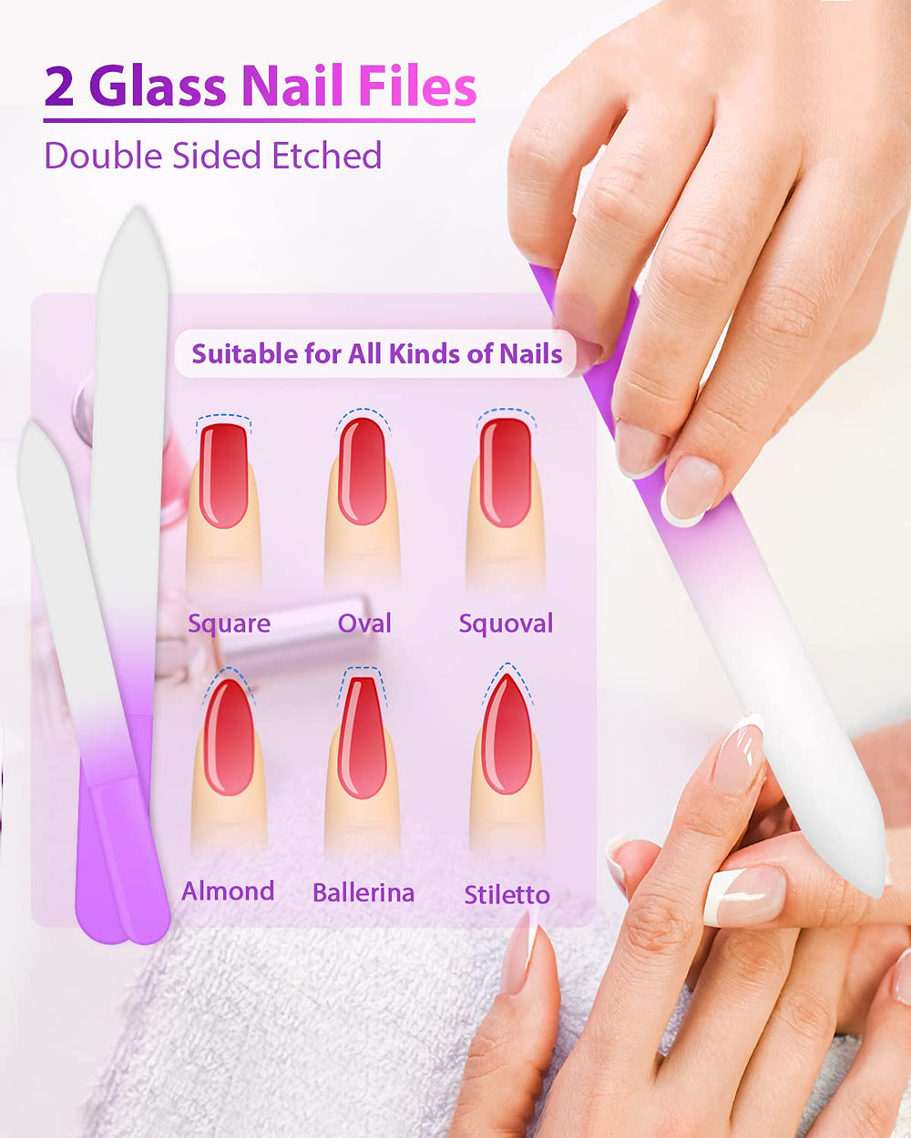 HealPure: lima cristal nano pequeña para pulir uñas con brillo uniforme