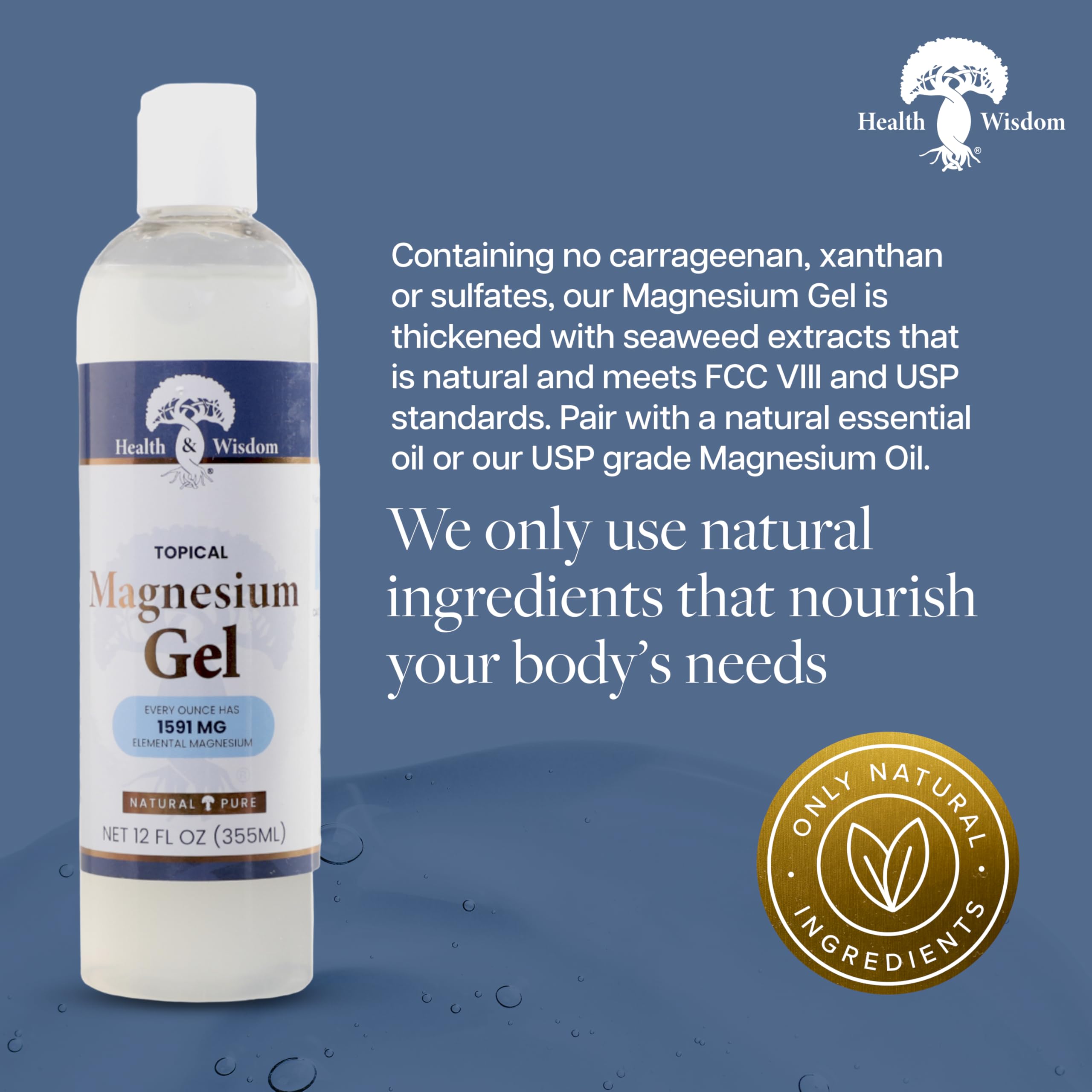 Health and Wisdom gel de magnesio con algas, absorción rápida al contacto