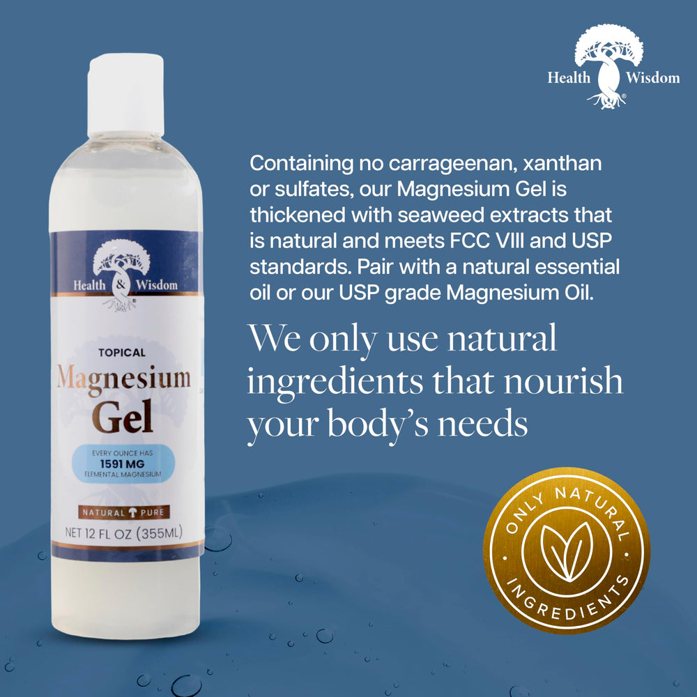Health and Wisdom gel de magnesio con algas, absorción rápida al contacto