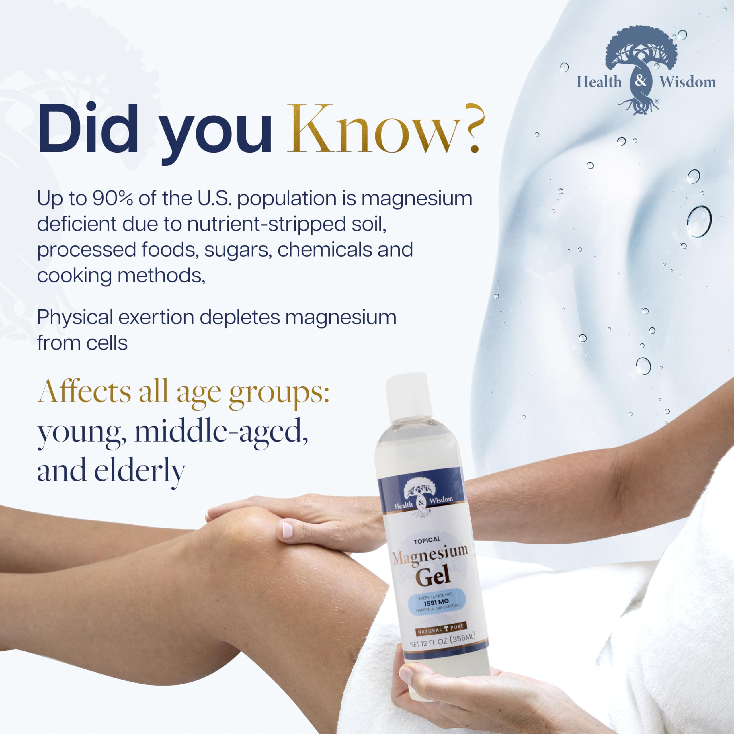Health and Wisdom gel de magnesio con algas, cuidado del cabello nutritivo