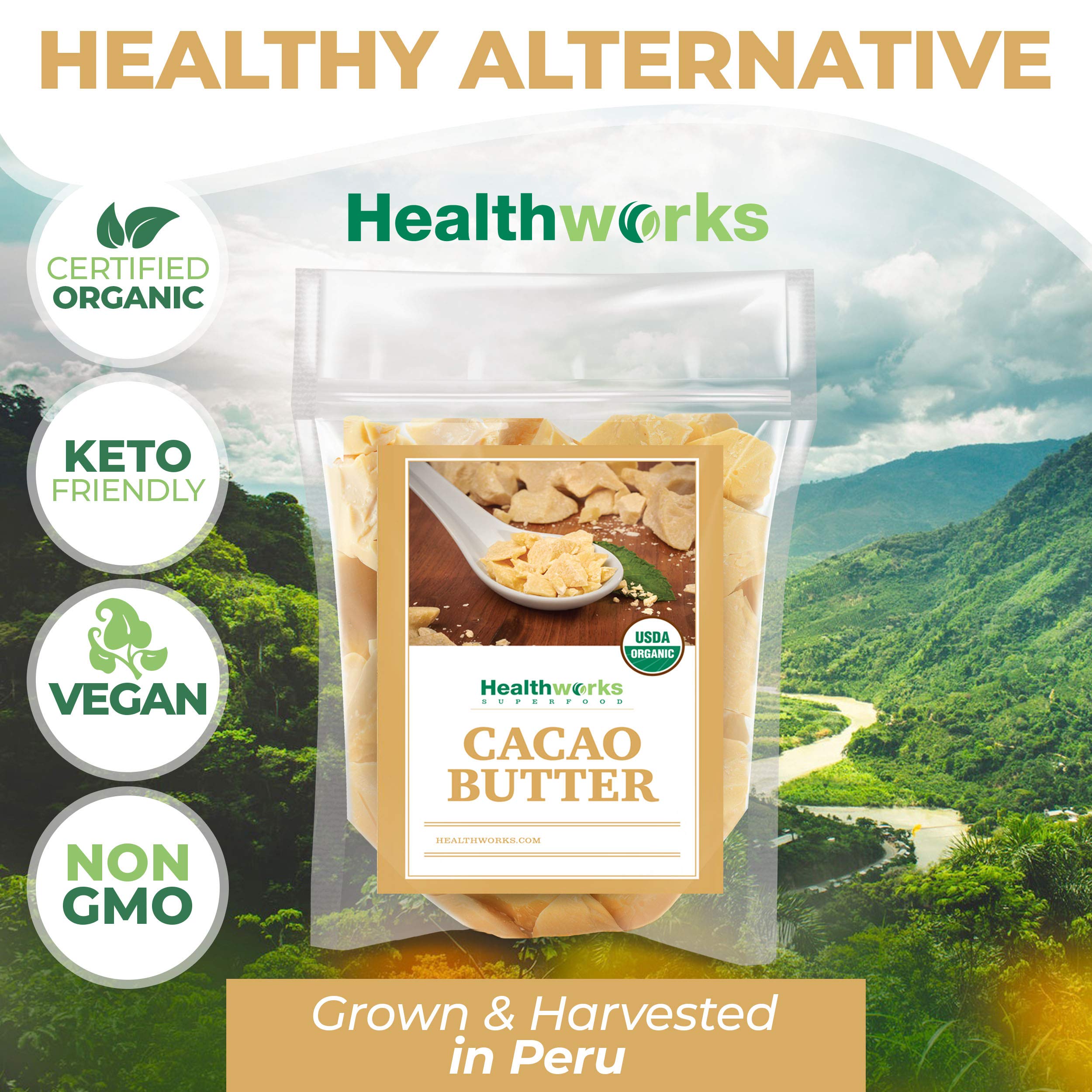 Healthworks manteca de cacao con antioxidantes naturales: soporte nutricional