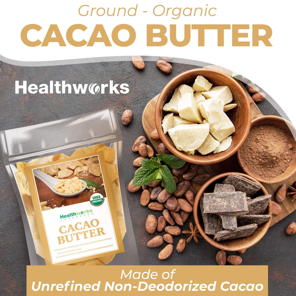 Healthworks manteca de cacao para cosmética: crema suave para piel
