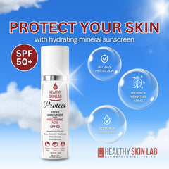Healthy Skin Lab Protect: etiqueta SPF 50 de mineral para protección solar diaria