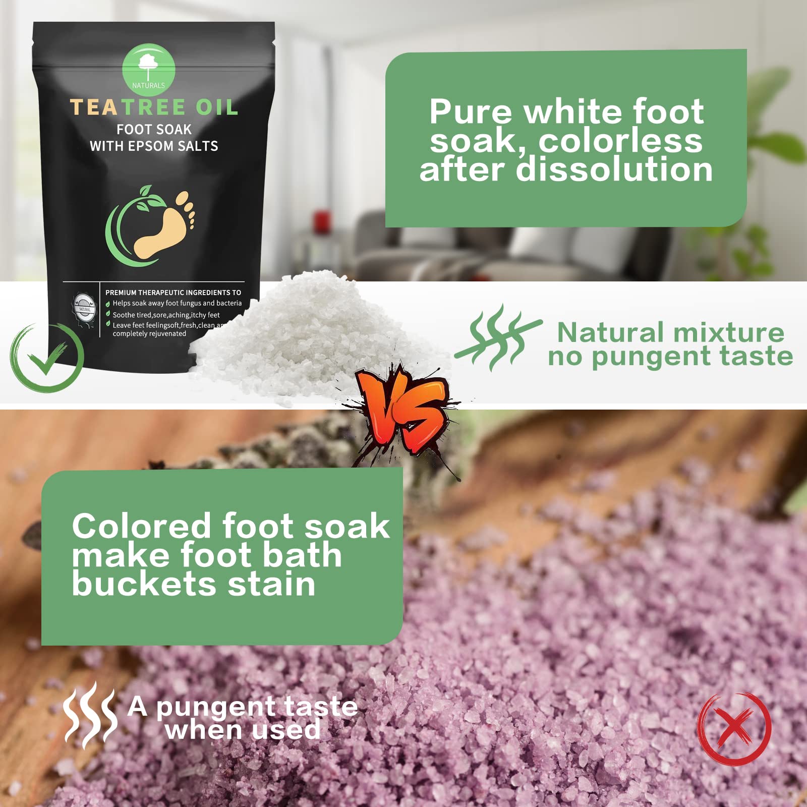 HEAMAVIN Tea Tree Oil Foot Soak: tina de pies para spa en casa relajante