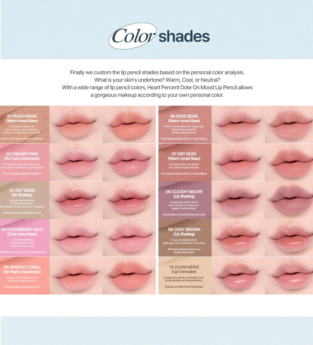 Heart Percent Dote On Mood Lip Pencil long wear for all day color