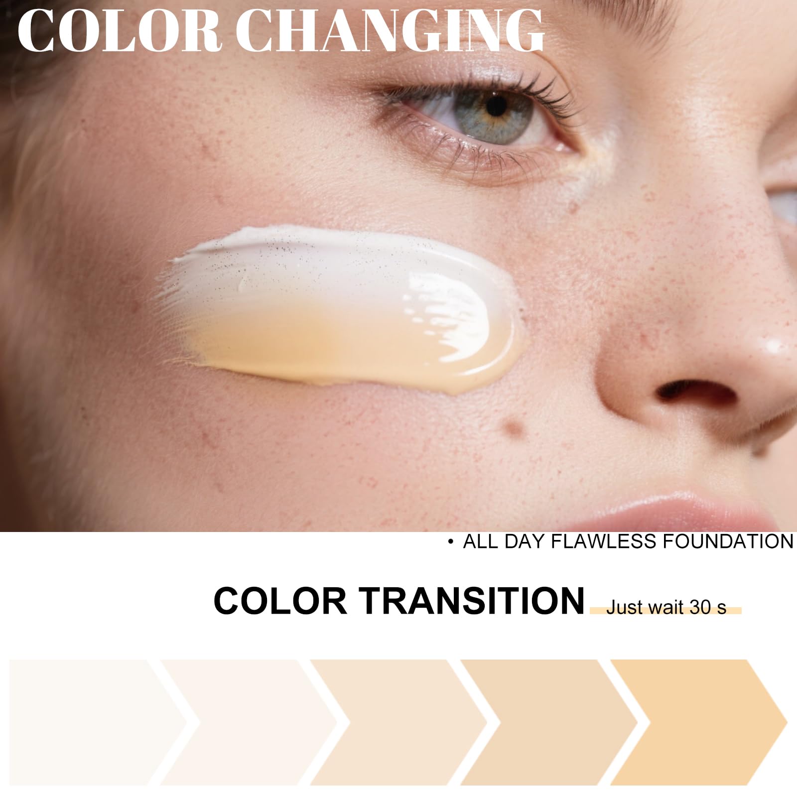 Aplicación suave de fundación cambio color para tono preciso HECI BEAUTY