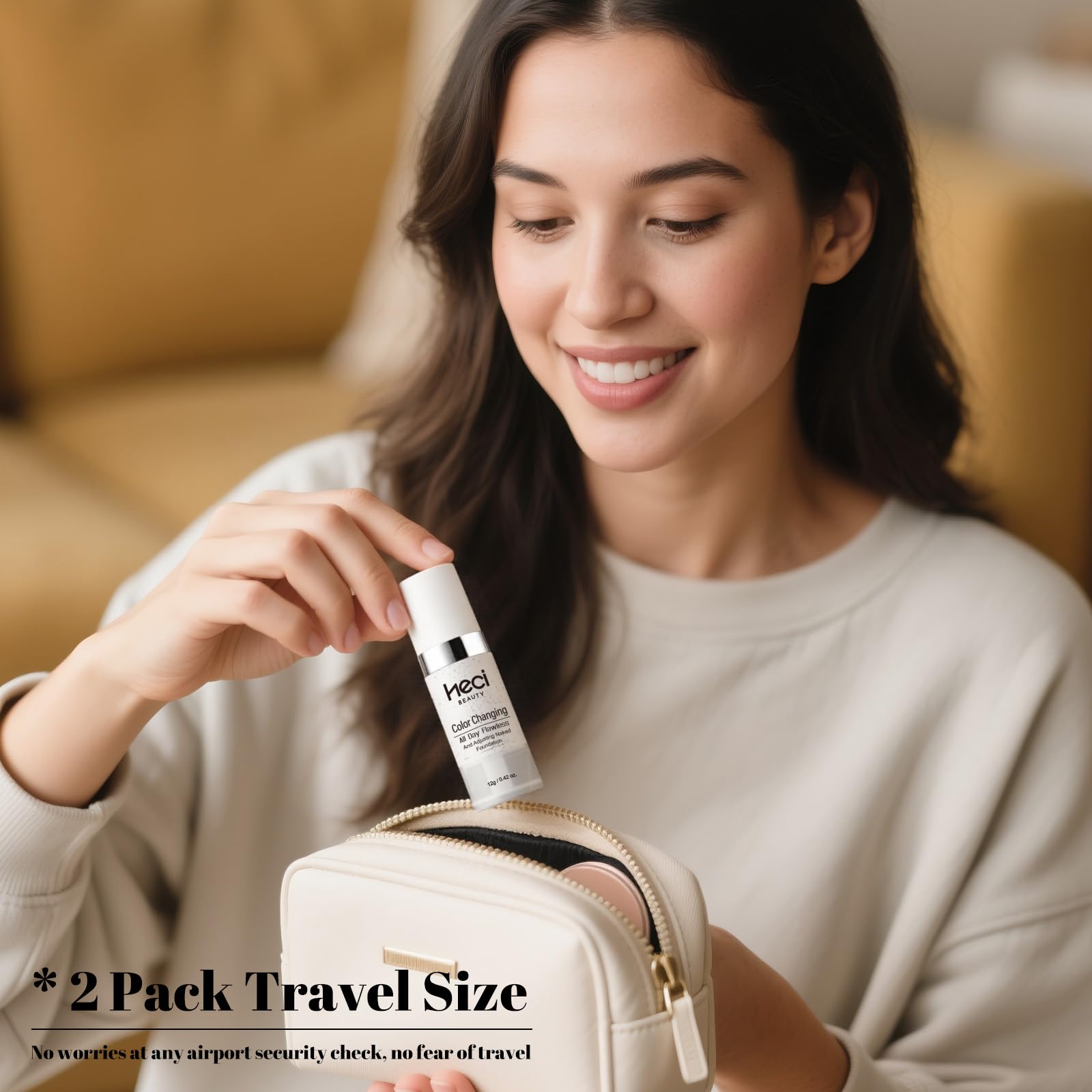 Empaque compacto y ligero de HECI BEAUTY para bolso