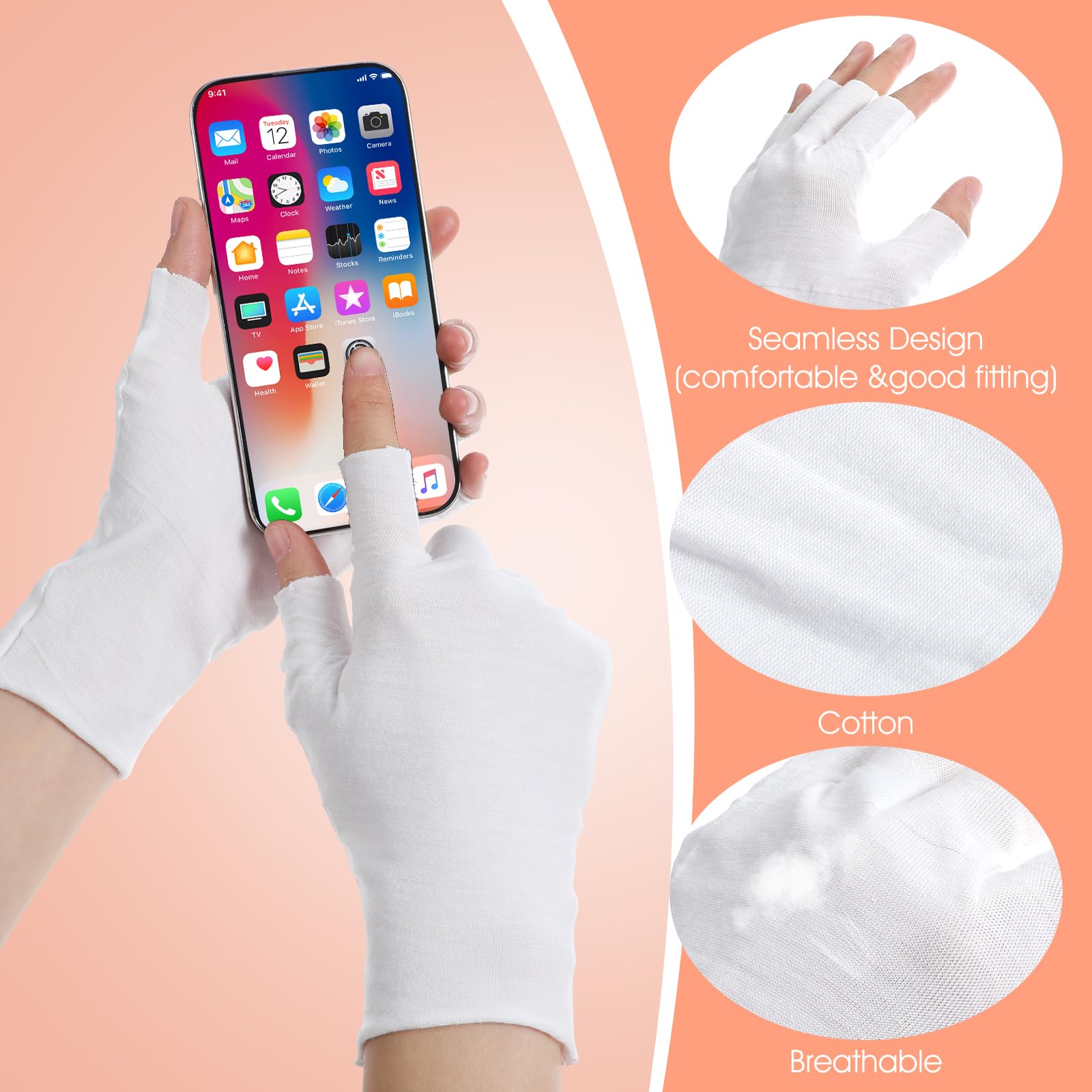 Guantes Heclia de algodón, uso universal y tacto suave para teléfono y ordenador.