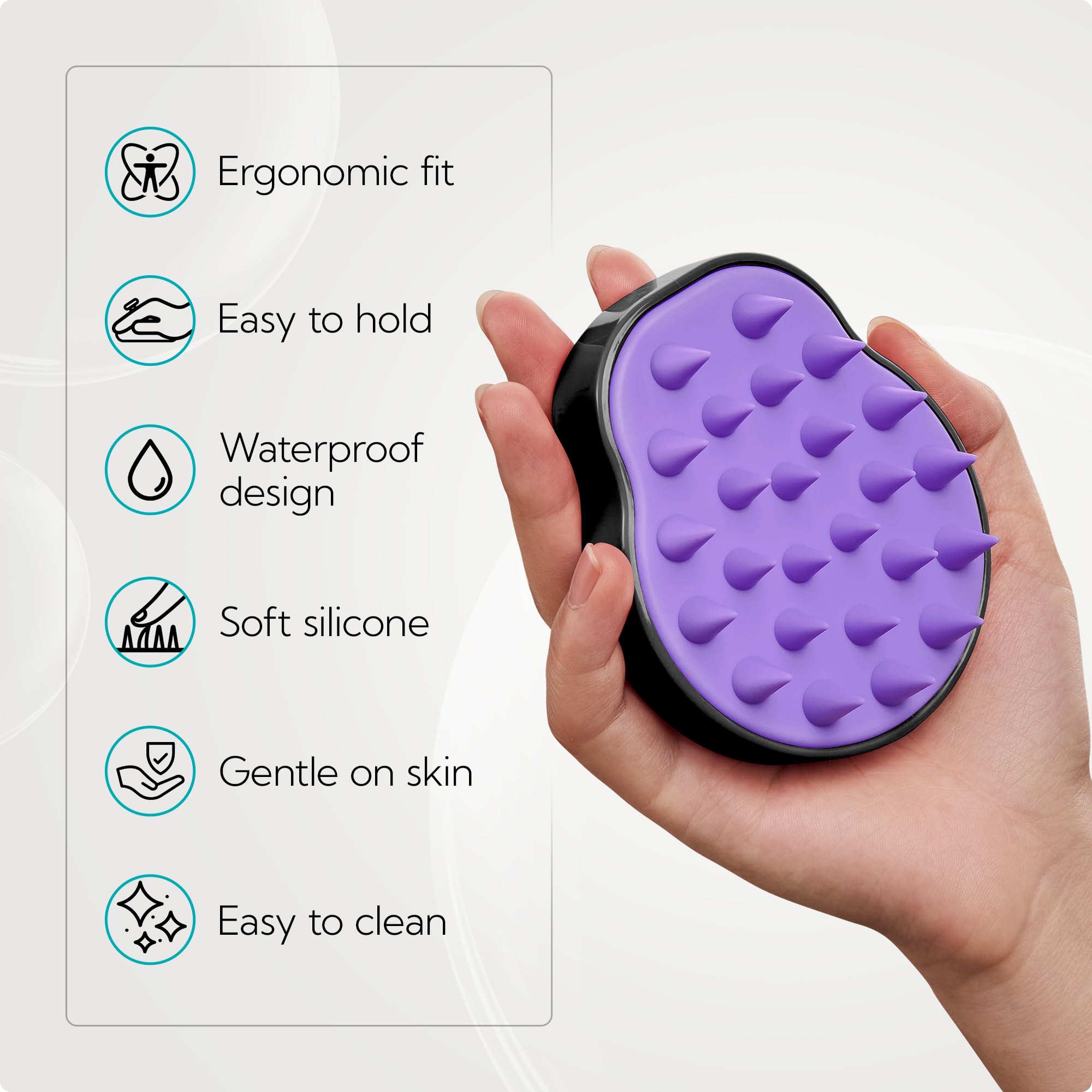 HEETA cepillo masajeador con diseño ergonómico para uso cómodo en ducha