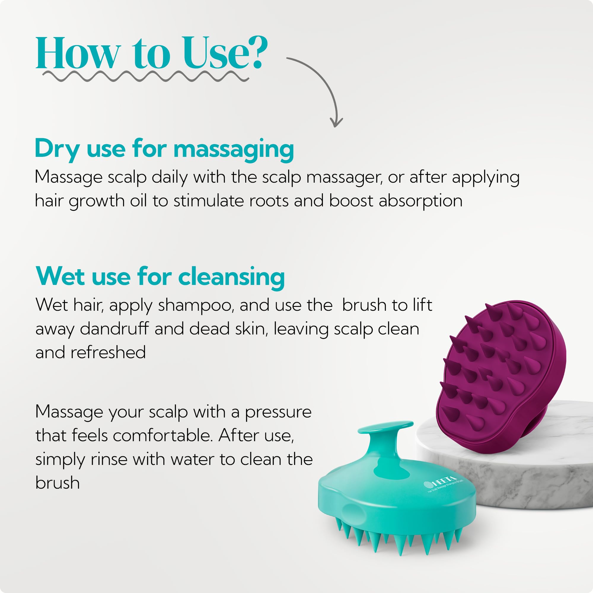 HEETA cepillo impermeable para uso en cabello mojado o seco.