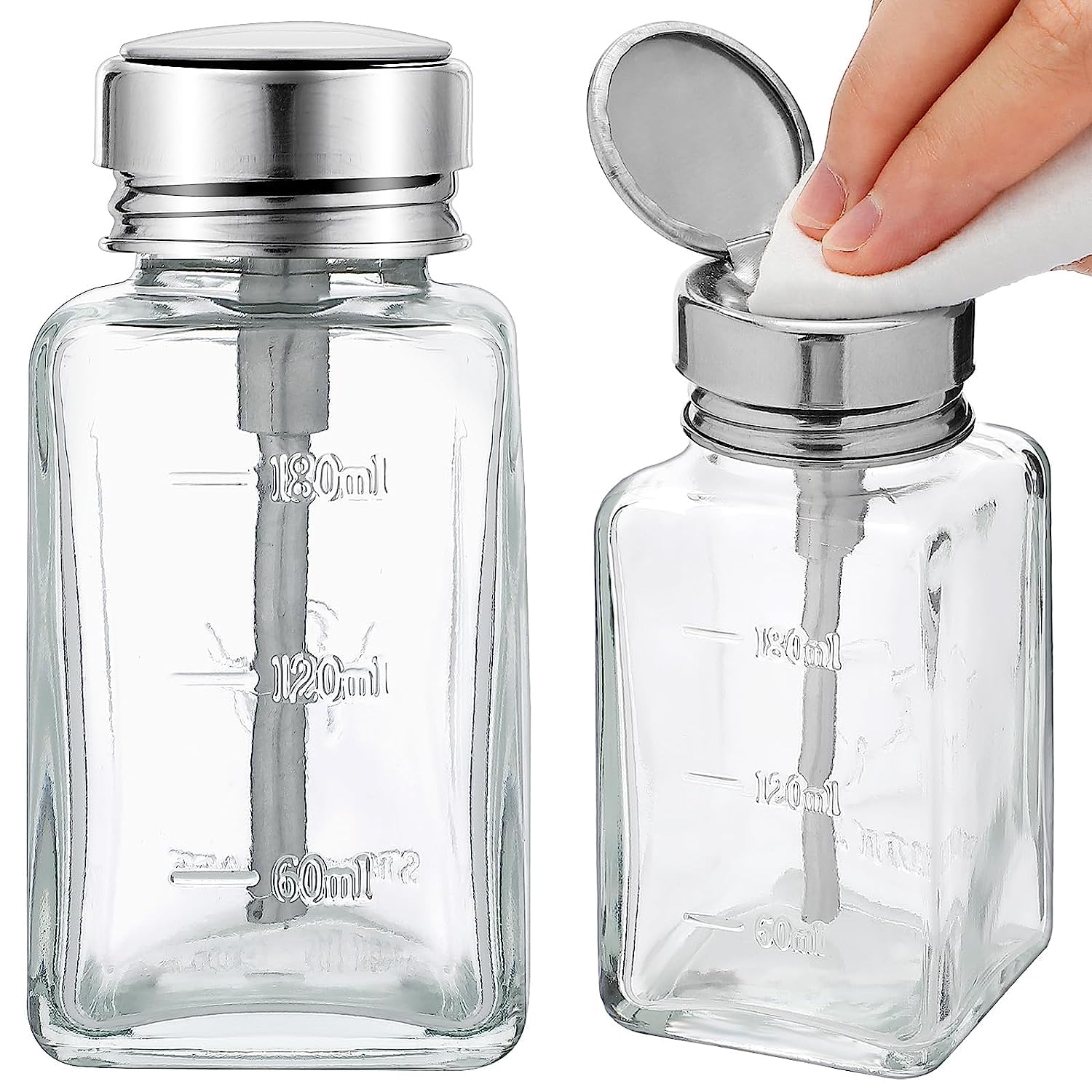 HEHIPLE botellas dispensadoras de cristal 180 ml, para uso diario de desmaquillante.