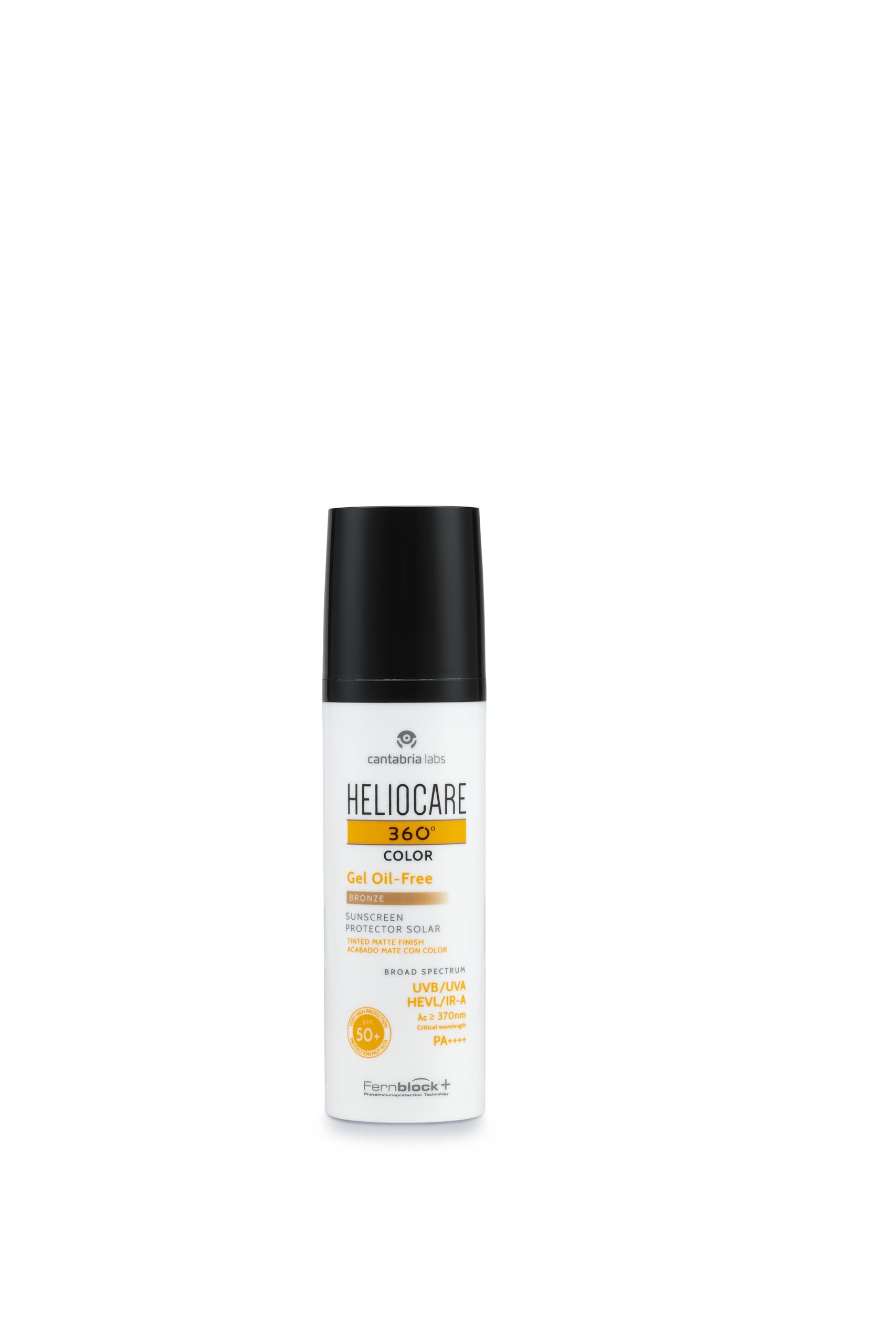 Heliocare 360 Gel Color SPF50+ textura sin aceite, rápida absorción.
