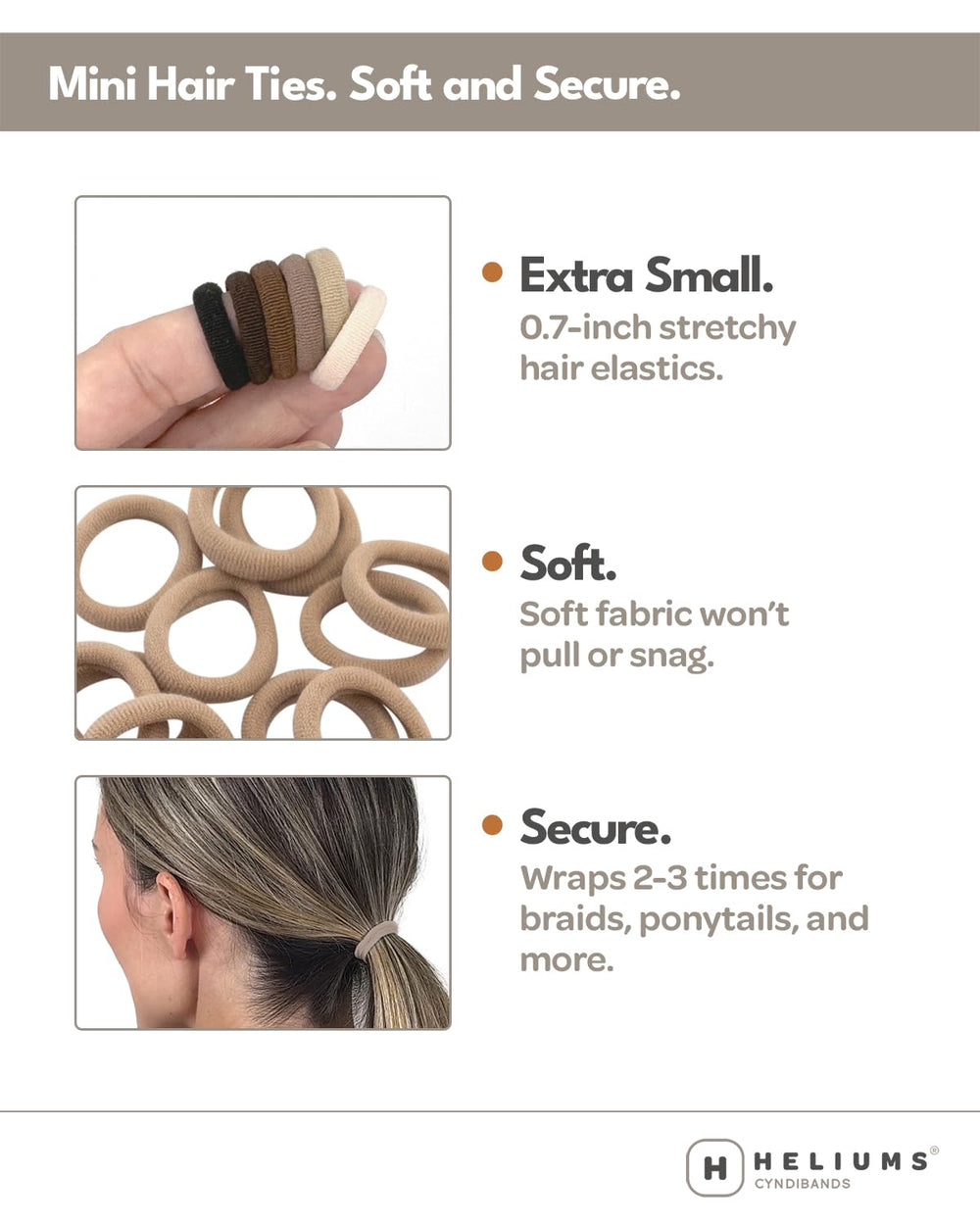 Heliums lazo mini sin daño para trenzas, ideal para peinados delicados.