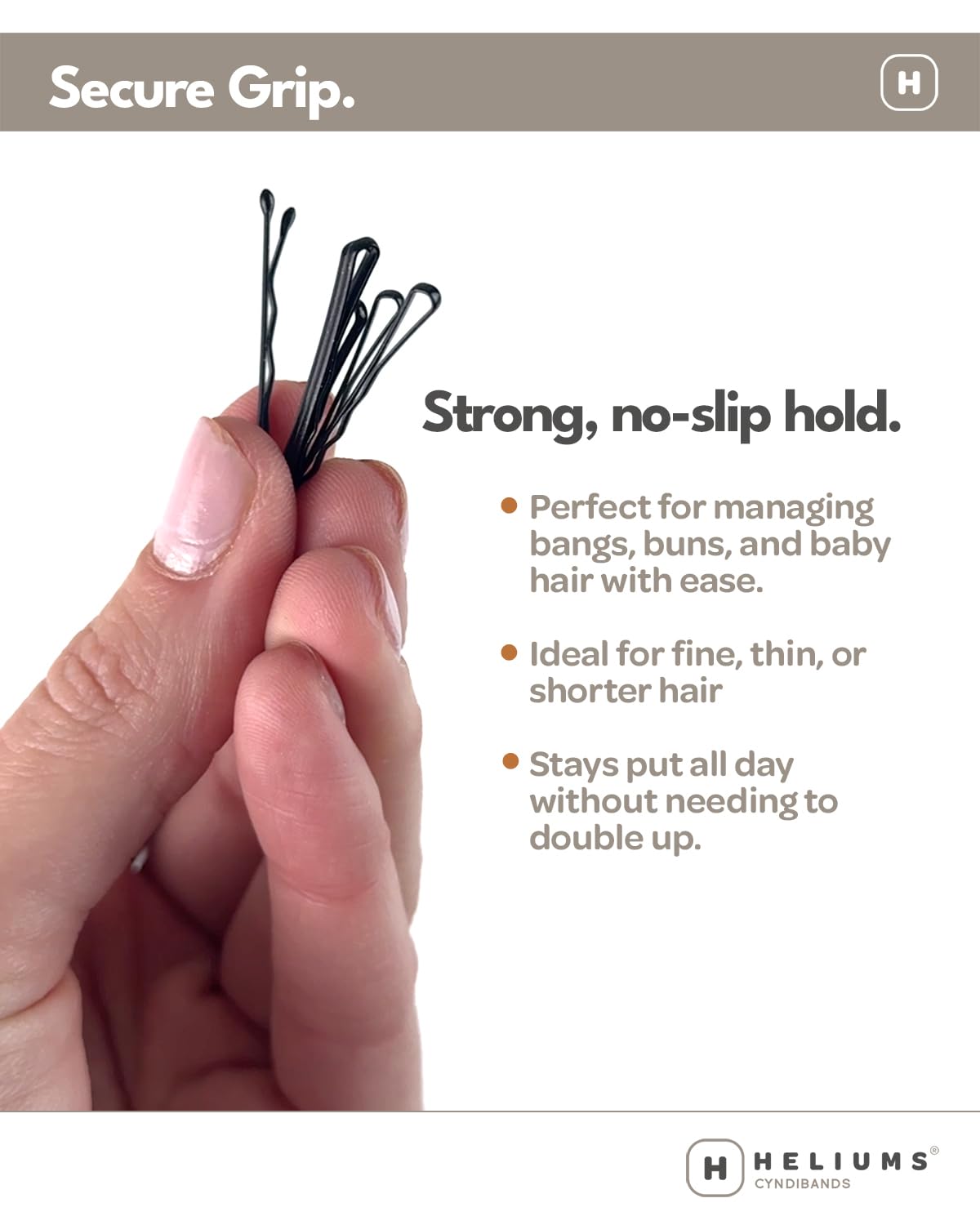 Pinzas mini Heliums con agarre firme para cabello fino.