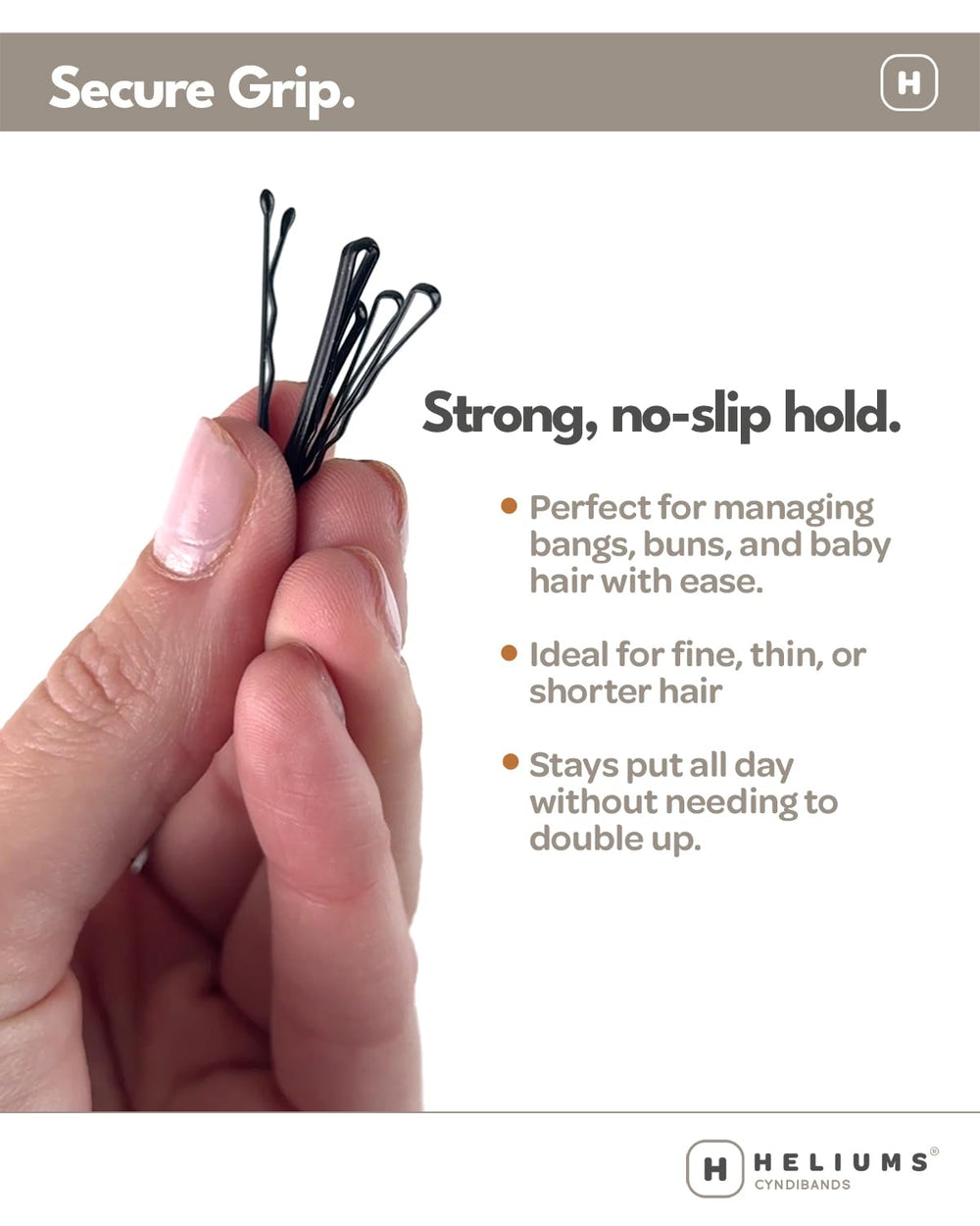 Pinzas mini Heliums con agarre firme para cabello fino.