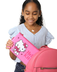 Hello Kitty estuche con cierre zip en neopreno rosa facilita un almacenamiento seguro para viaje.