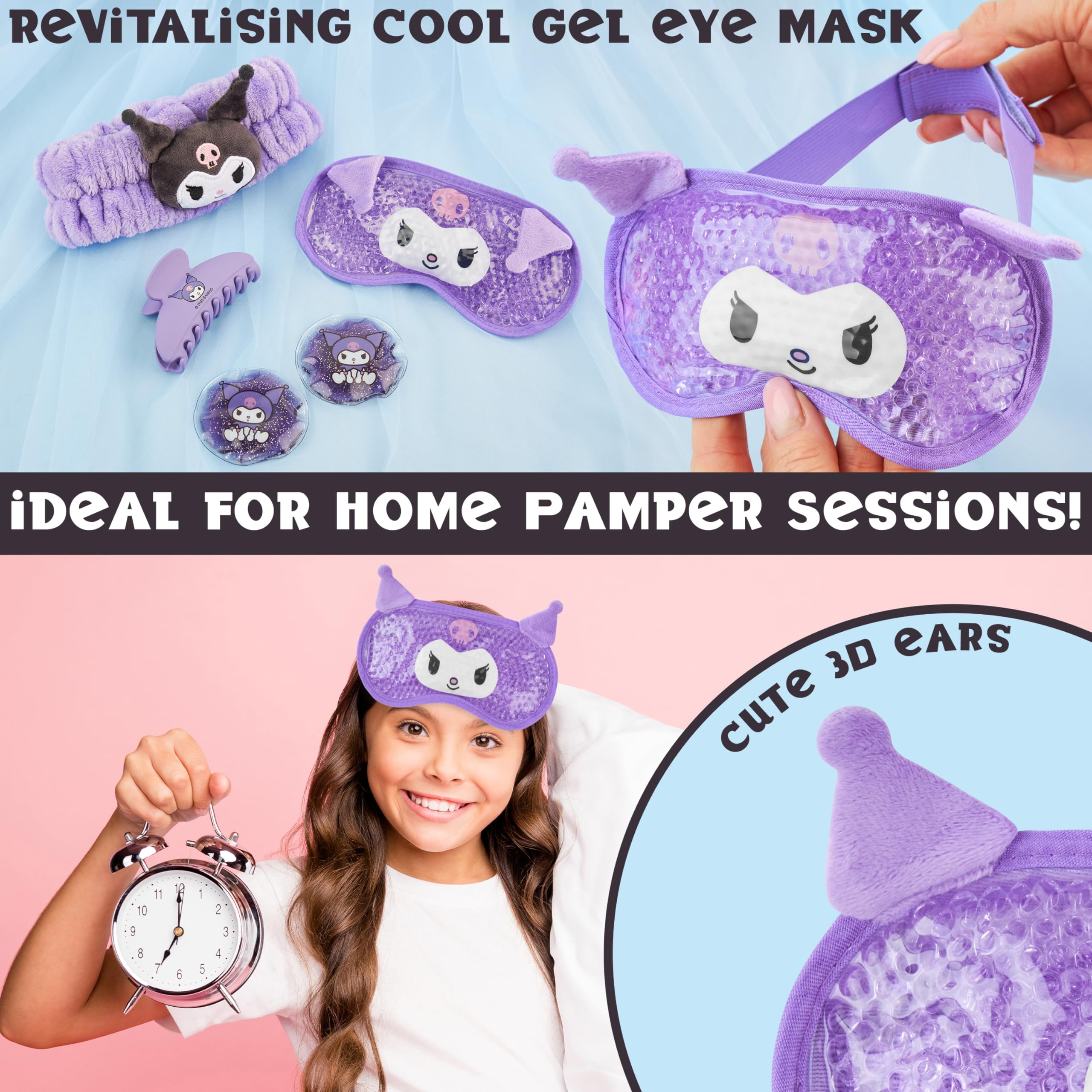 Hello Kitty Kuromi parches gel brillantes para refrescar y aliviar la hinchazón.