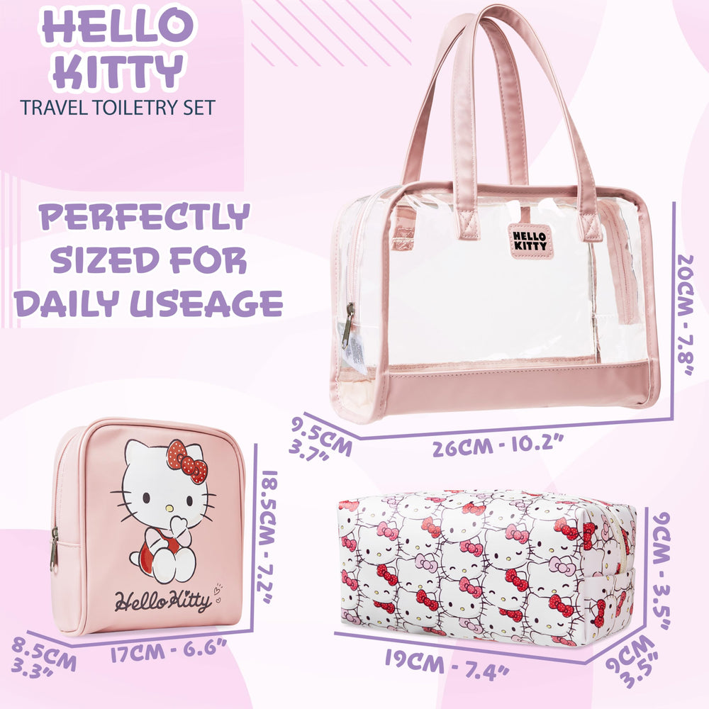 Hello Kitty neceser en maleta de viaje, organización rápida durante trayectos.