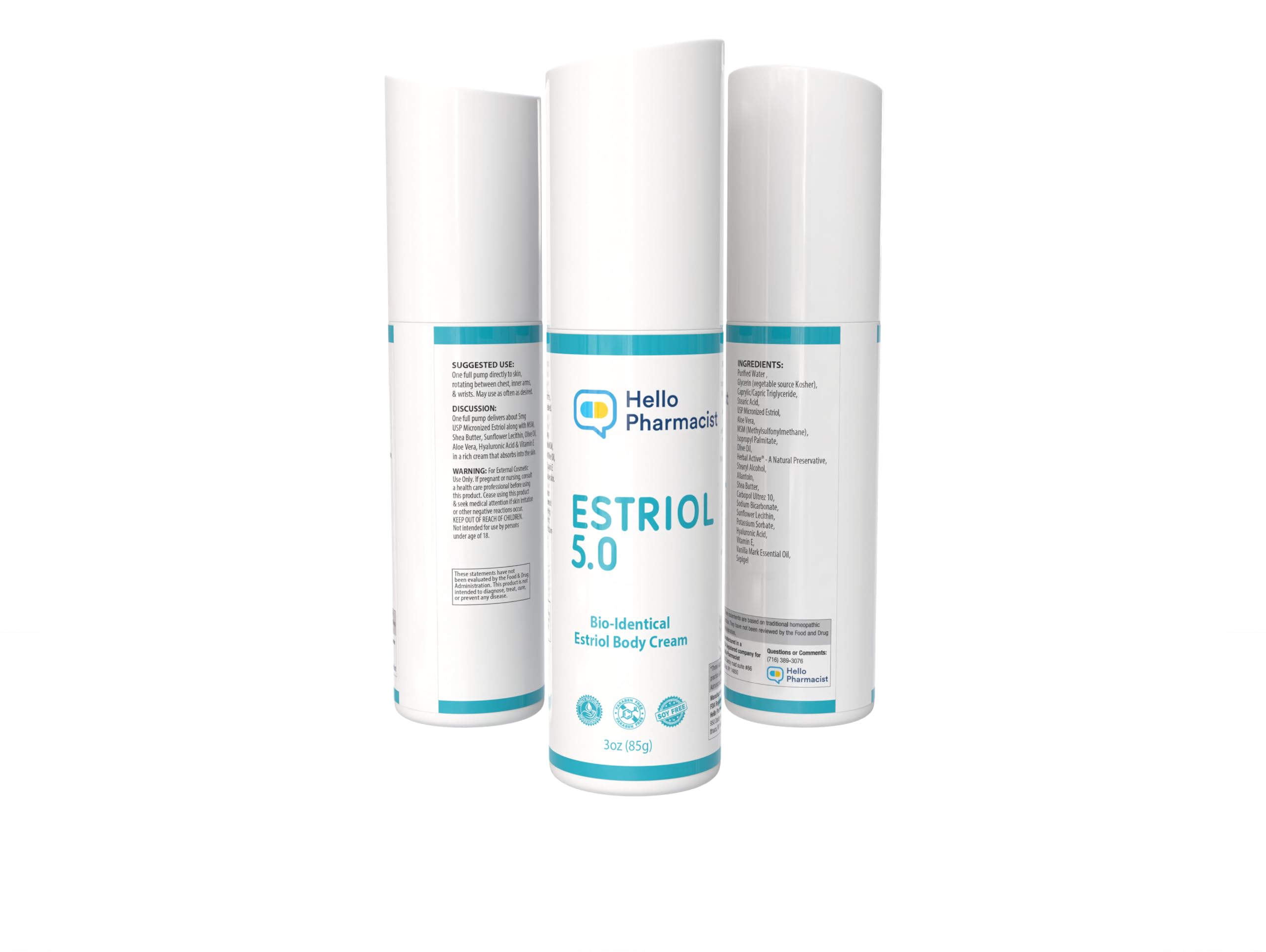 HelloPharmacist Estriol 5.0 crema, aplicación diaria para cuidado de la piel