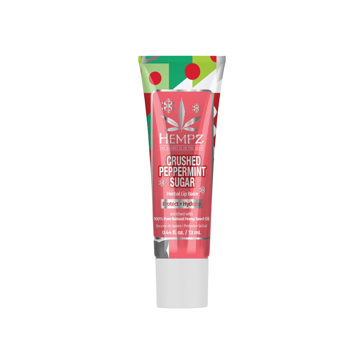 Bálsamo labial Hempz con menta y azúcar, hidratación refrescante para labios.