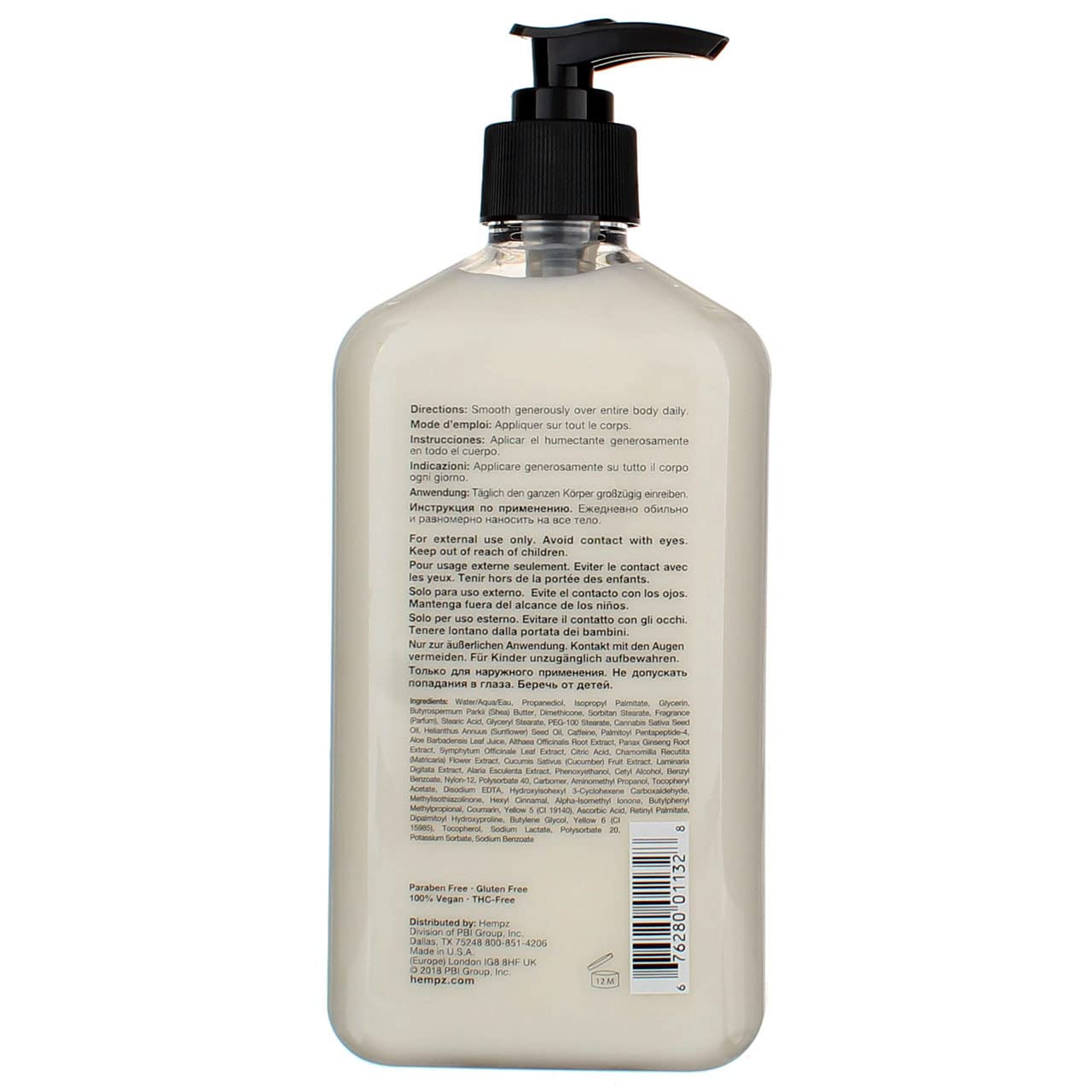 Hempz Bouteille Pompe Anti-Âge, pratique pour routine hydratante.