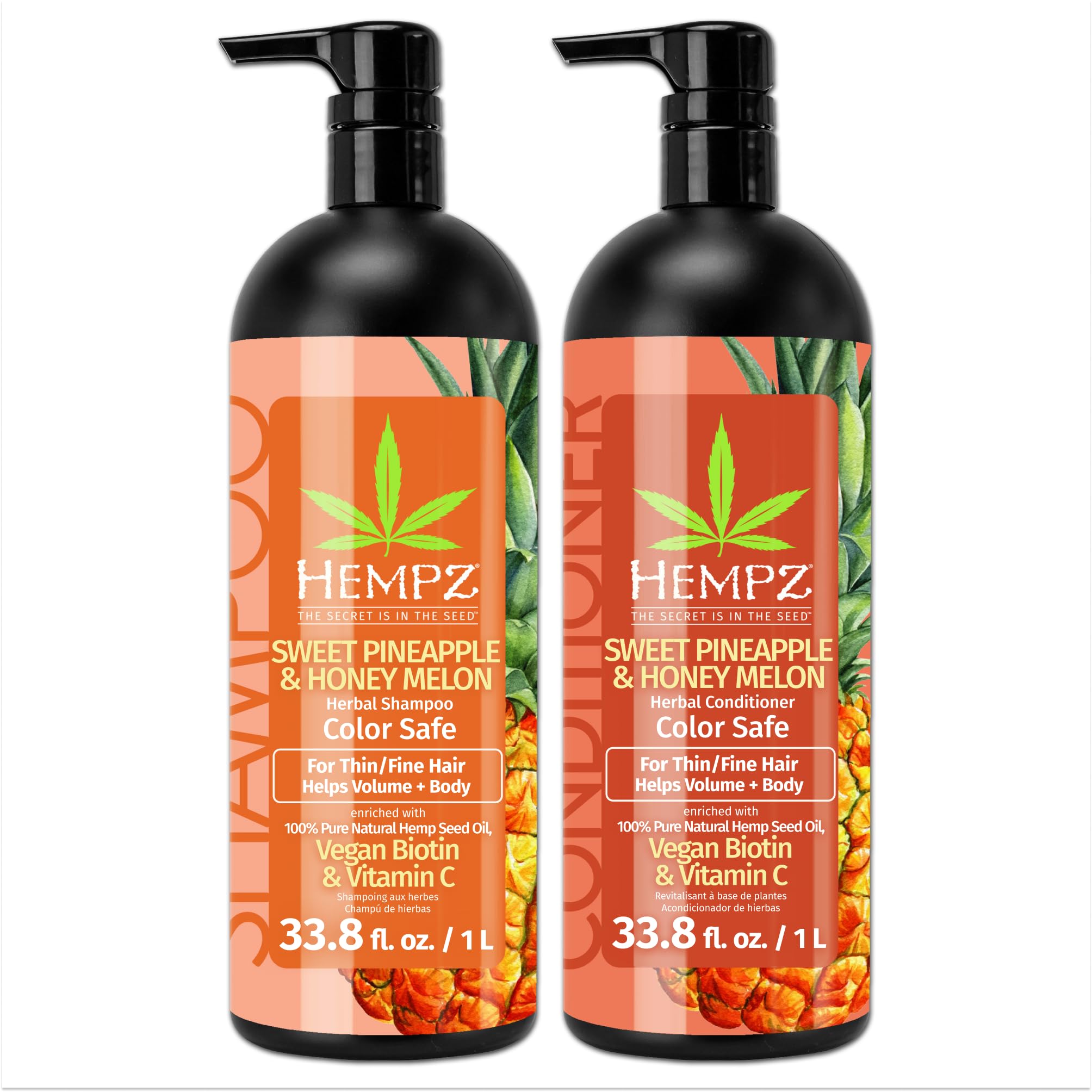 HEMPZ Champú fragancia piña-dulce-melon-miel para cabello fino