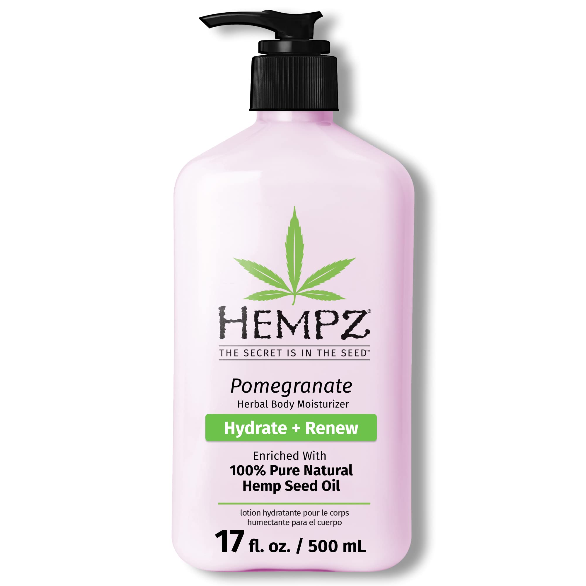 crema corporal Hempz granada cítrico en botella, hidratación ligera para piel seca