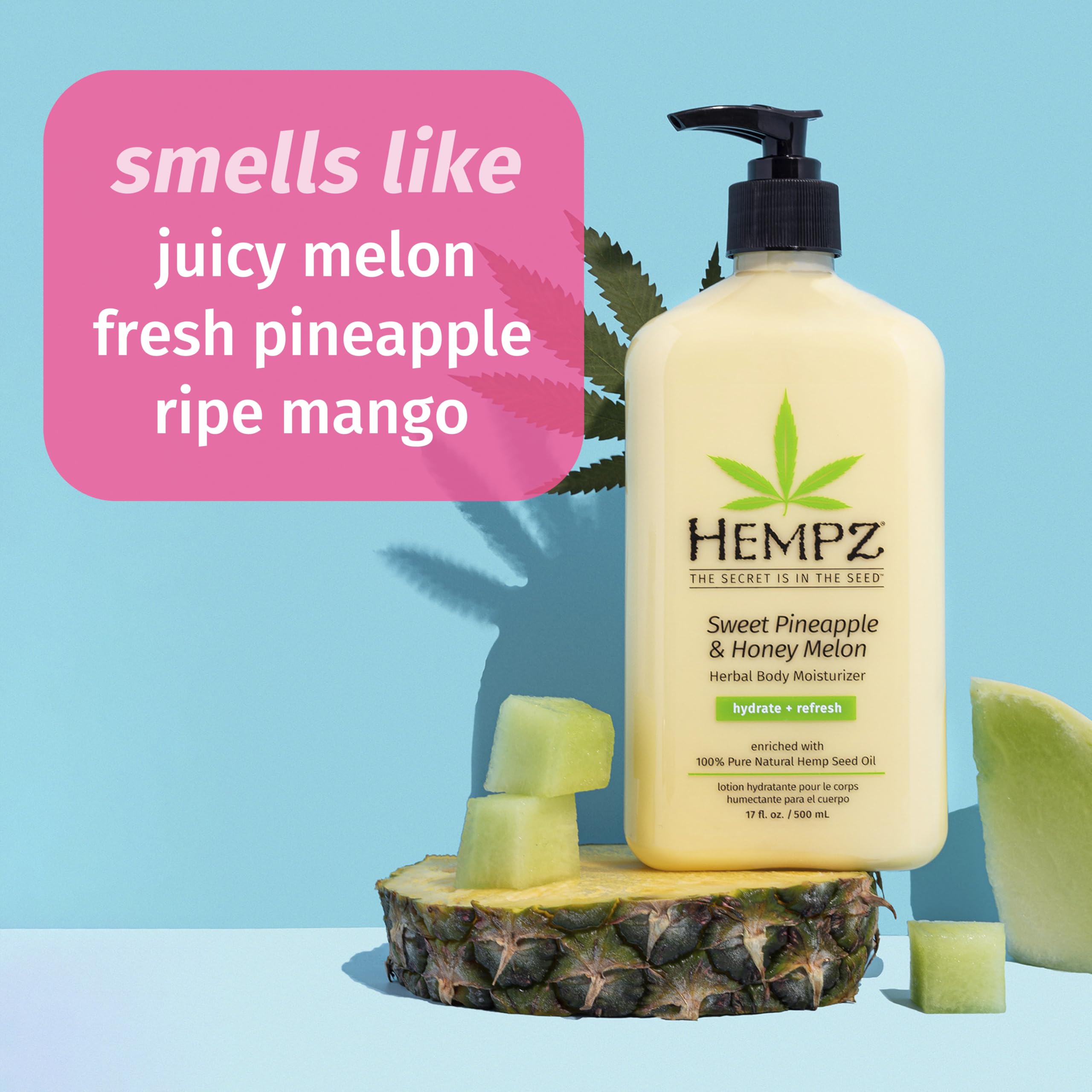 Hempz crema corporal Piña Miel: rápida absorción para rutinas diarias.