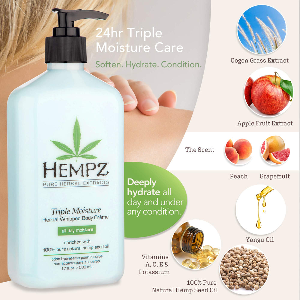 Hempz crema corporal: textura nube para aplicación ligera.