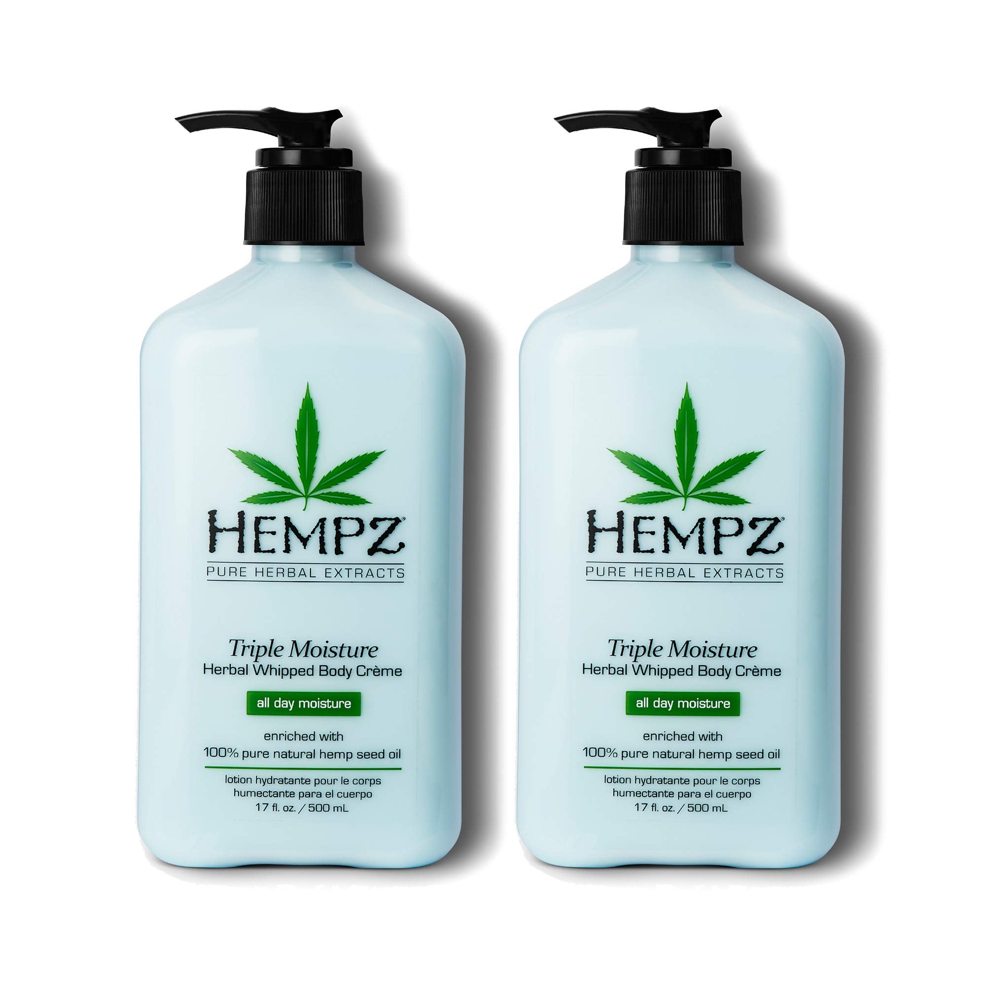 Hempz crema corporal: botella con hidratación triple para uso diario.