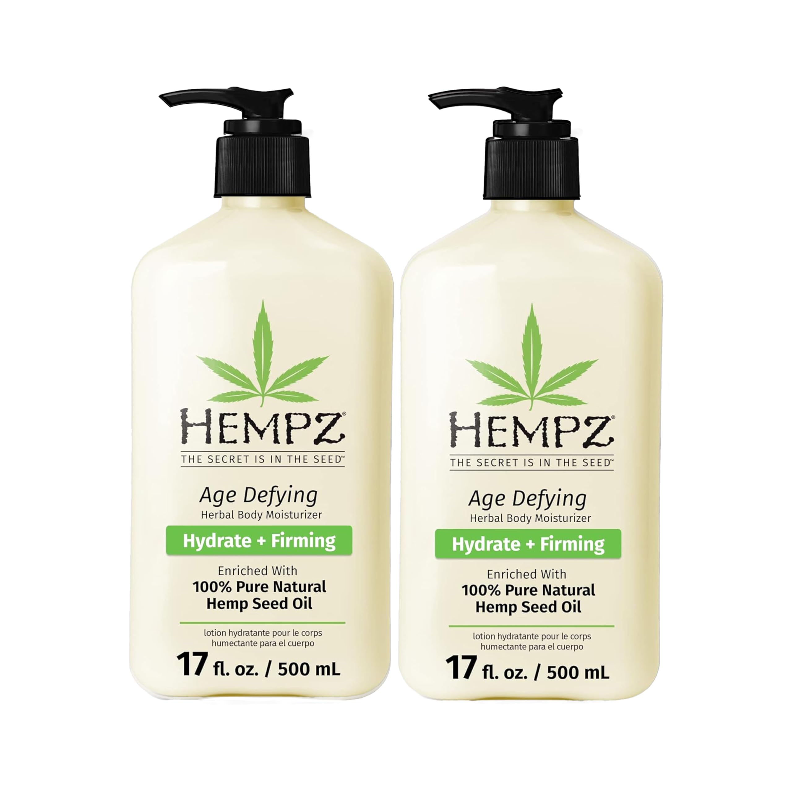 Hempz crema corporal antiedad en envase fragante para hidratación diaria