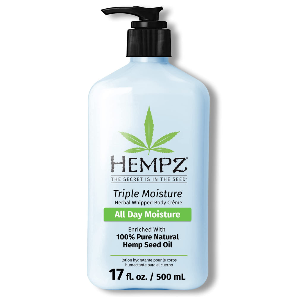 Hempz crema corporal Triple Moisture, envase de 17 oz para hidratación profunda